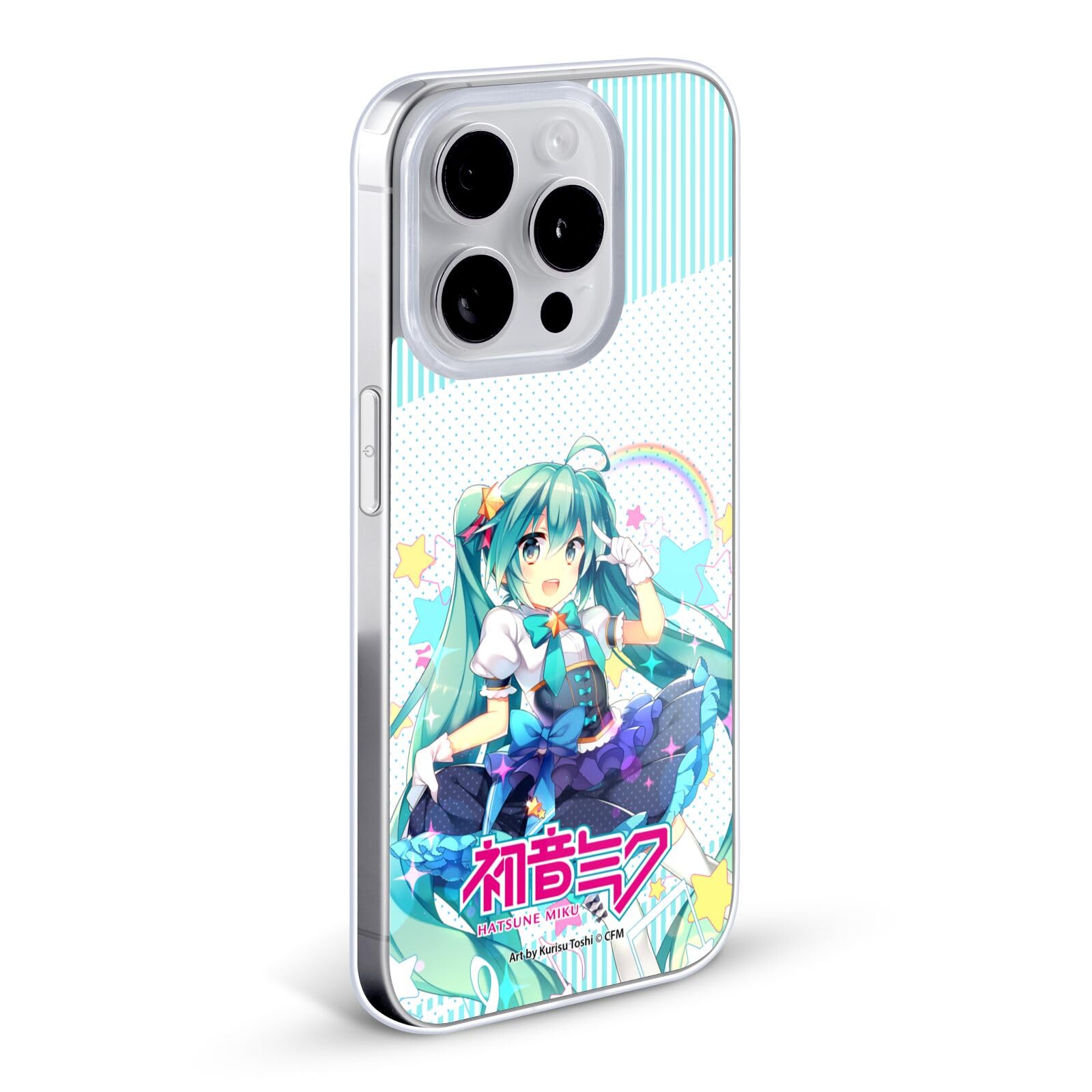 Officially Licensed Hatsune Miku Stars & Rainbow Soft Gel Phone Case for iPhone 13 Pro Max - Cute Anime Protective Cover for School, Work & Everyday Use