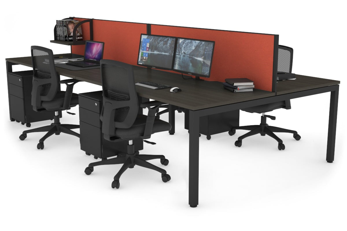4-Person Office Workstation with Quadro Square Legs - 1800L x 800W Desk with Cable Management Scallop | Perfect for Collaborative Workspaces & Open Office Environments
