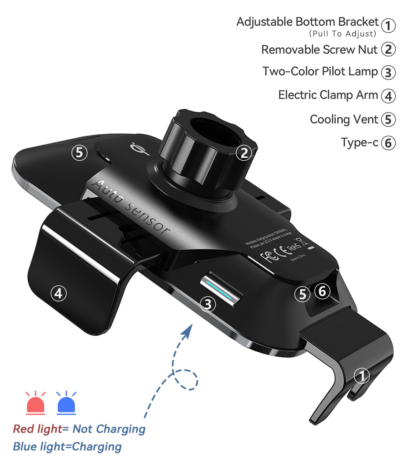 2023-2025 Honda CR-V Qi-Certified 15W Wireless Car Charger & Phone Holder - Auto-Locking Air Vent Mount for 4-7 Inch Smartphones (Exclusive Fit for CR-V, Not Compatible with Accord/Civic) - Perfect for Hands-Free Charging While Driving
