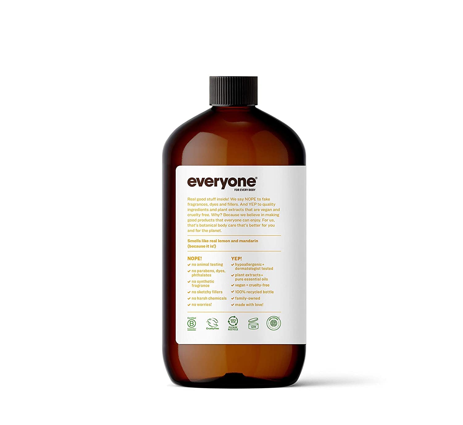 Meyer Lemon & Mandarin Hand Soap Refill - 32oz (6-Pack) | Plant-Based Cleanser with Pure Essential Oils | Gentle for Daily Use in Kitchens, Bathrooms & Offices