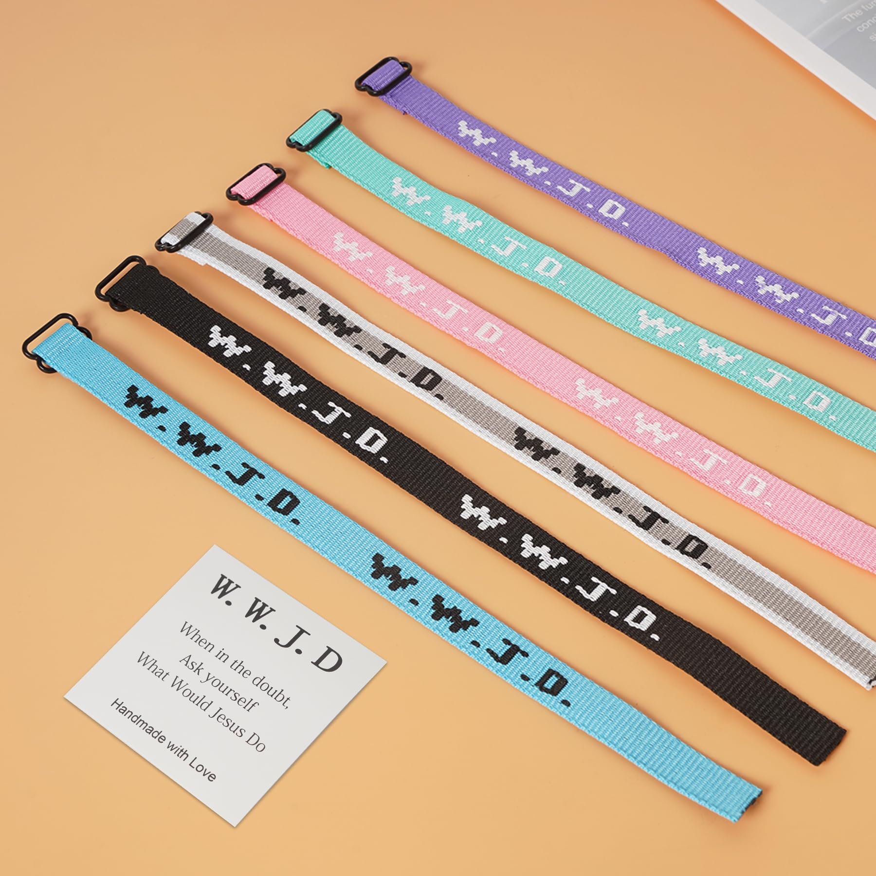 WWJD Bracelets - 6 Pack Adjustable What Would Jesus Do Christian Bracelets for Women & Men - Inspirational Religious Gifts for Adults - Perfect for Church, Bible Study & Daily Faith Reminder