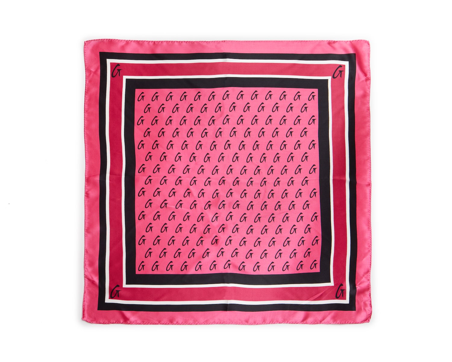Luxury Monogram Silk Scarf - Medium Size Hot Pink Fashion Accessory for Women, Perfect for Office, Party & Special Occasions