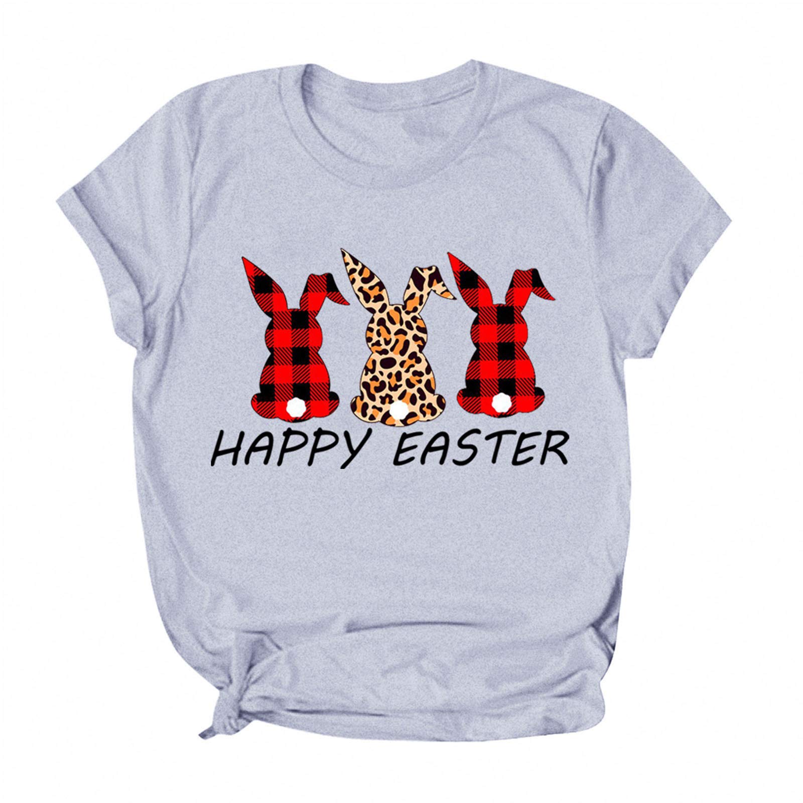 Women's Athletic Tank Tops - Happy Easter Printed Short Sleeve Workout Shirts | Gym, Running & Yoga Activewear