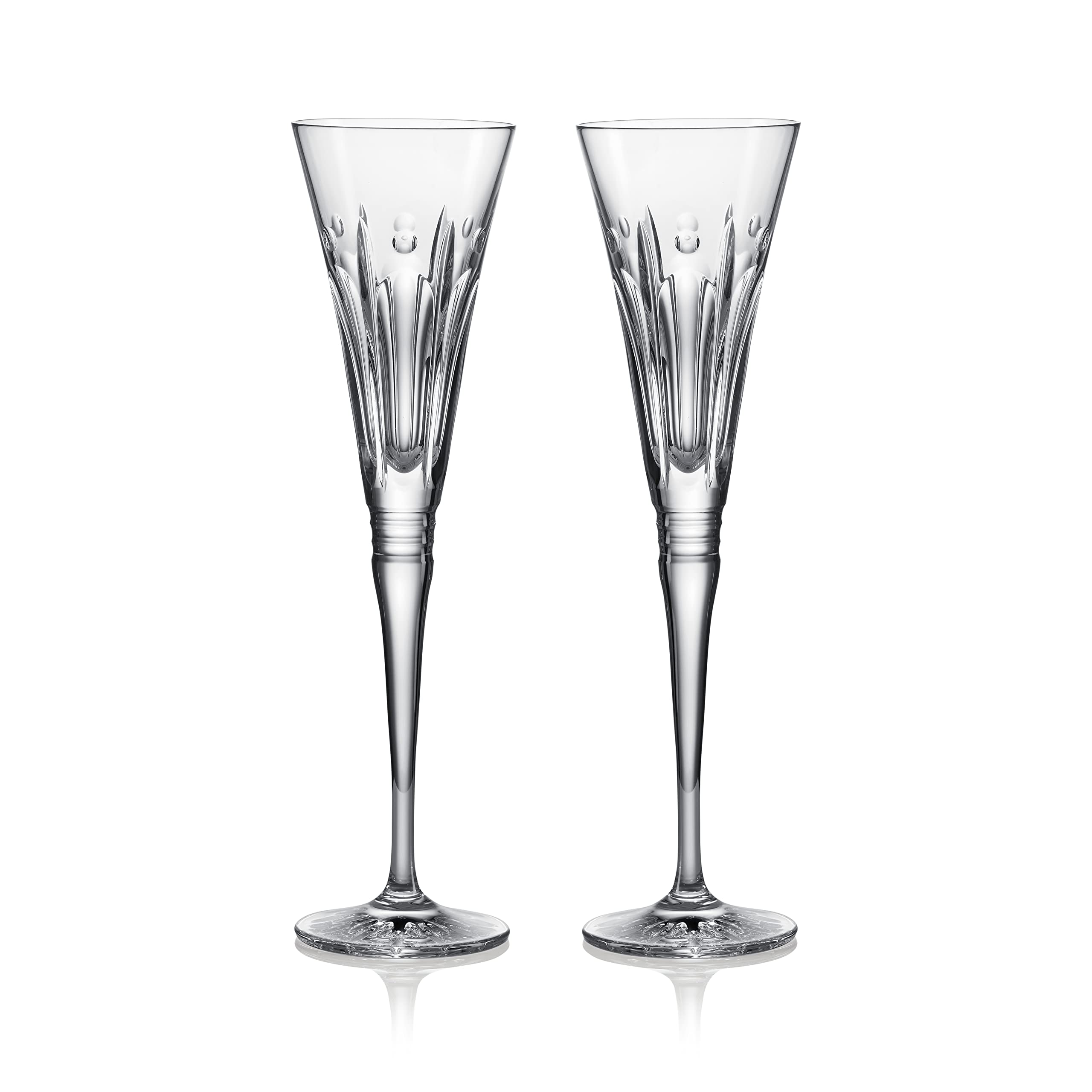 Waterford Winter Wonders Winter Rose Flute Set of 2 - Elegant Crystal Champagne Glasses for Holiday Parties, Weddings & Special Celebrations