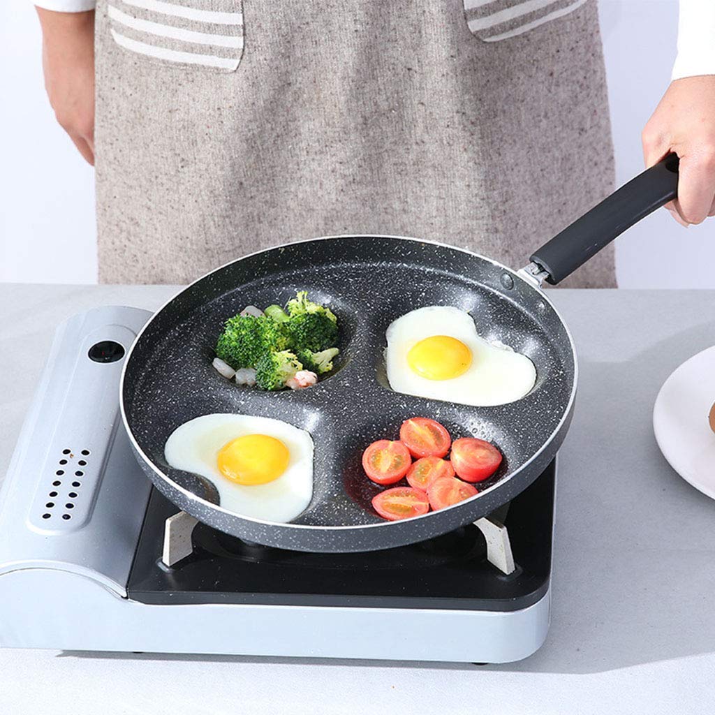 XBSXP 4-Hole Non-Stick Egg Frying Pan - Perfect for Omelets, Pancakes & Steak - Heart Shaped Breakfast Cooking Pan for Quick & Easy Morning Meals - Ideal for Home Kitchen, Camping & Brunch Parties