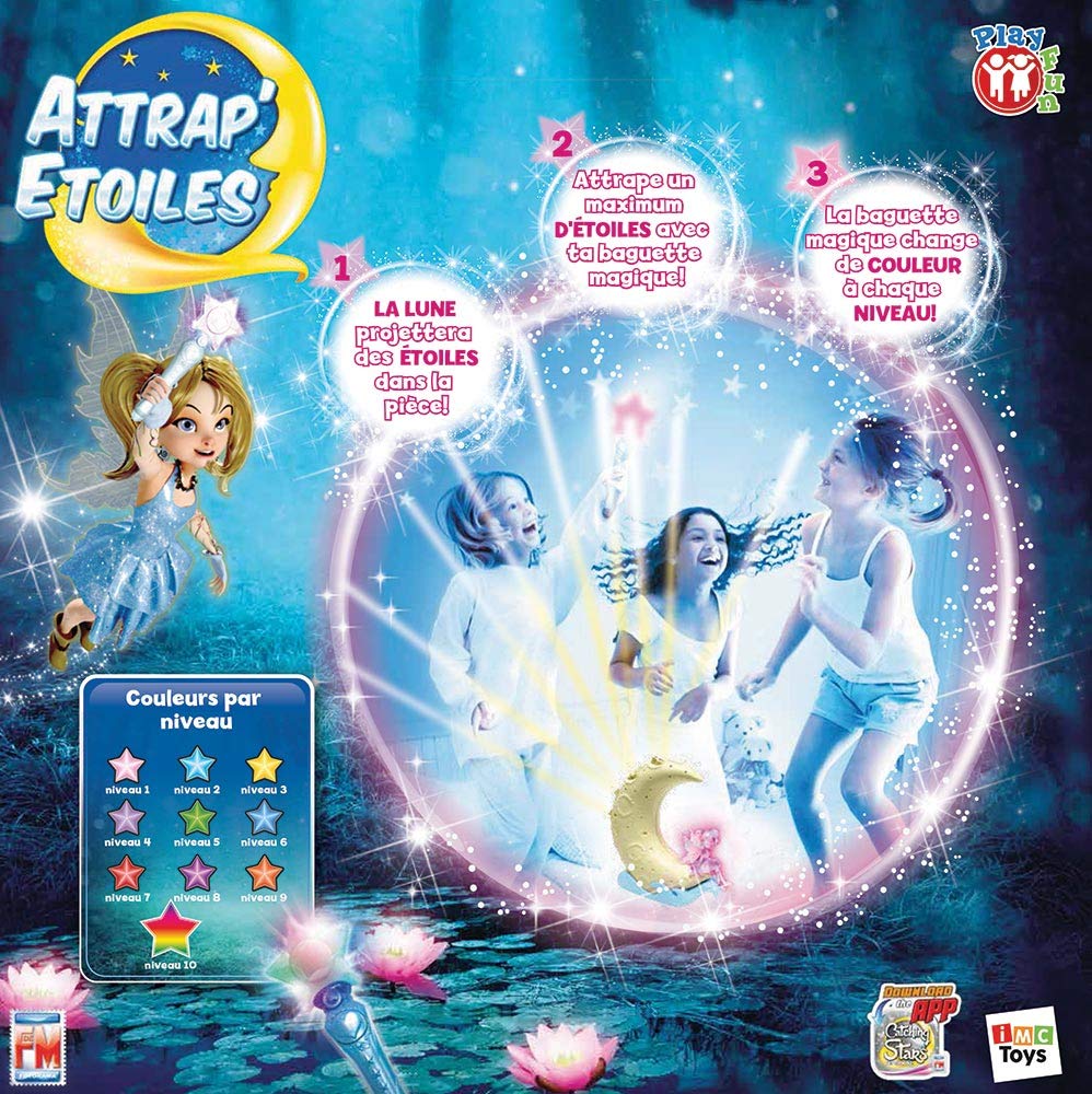 IMC Toys Attrap'Etoiles Playfun 97346 - Light Up Star Catcher Toy for Kids - Fun Nighttime Glow in The Dark Game for Bedroom & Outdoor Play