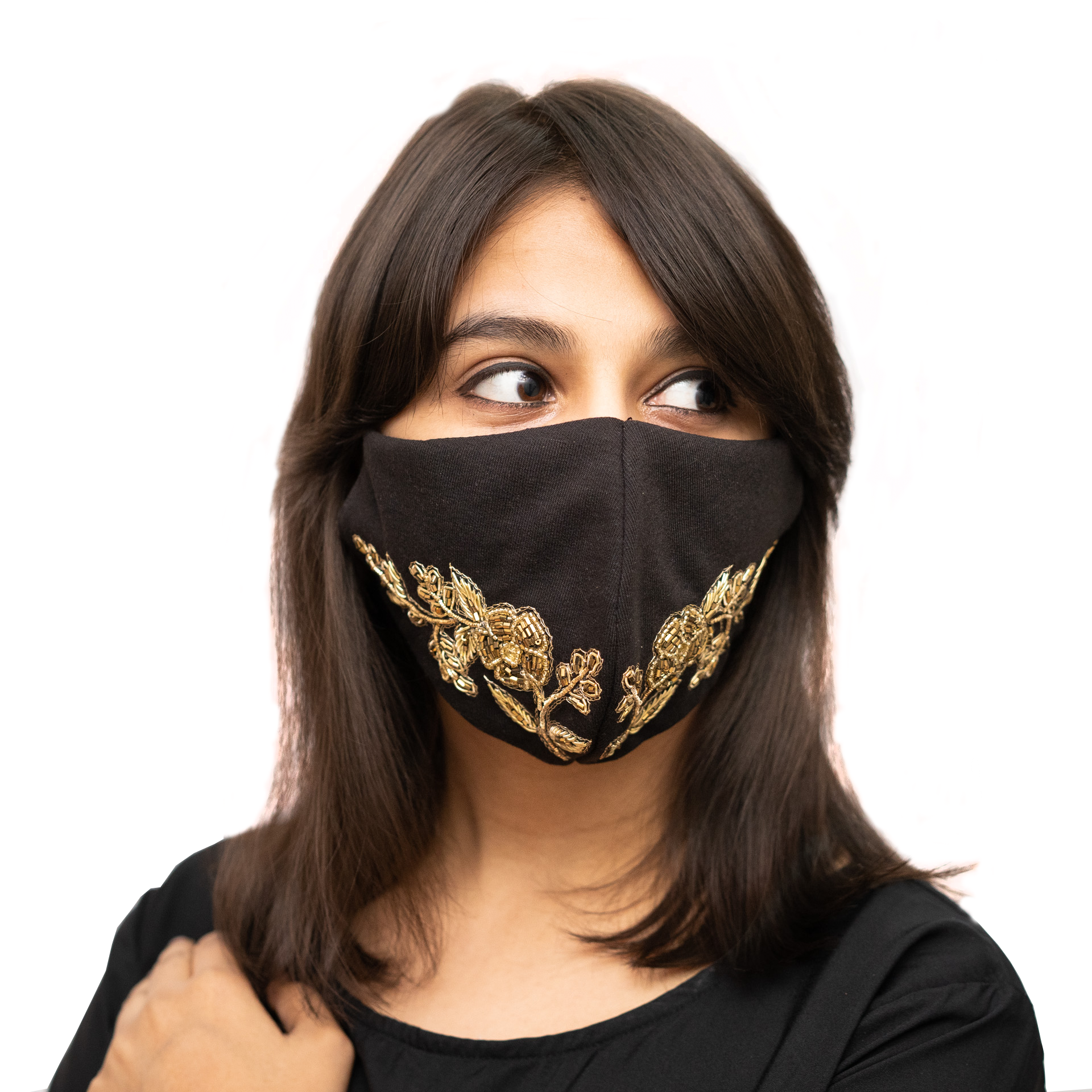 5-Pack Floral Embroidery Cotton Face Masks - Breathable & Comfortable for Daily Use, Work, and Travel