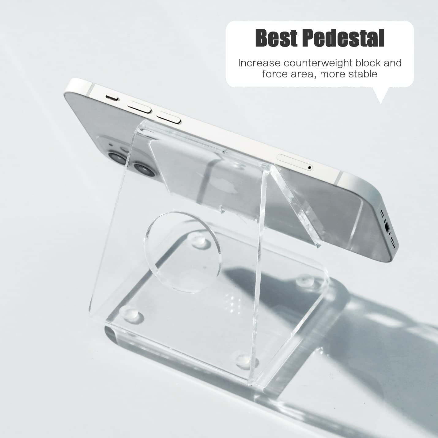 Clear Acrylic Phone Stand for Desk - Universal Smartphone & Tablet Holder Compatible with iPhone 13 Pro Max/Mini/11/XR/8/SE & Android Devices - Perfect for Home Office, Bedside, Kitchen Counter & Desk Organization Accessories