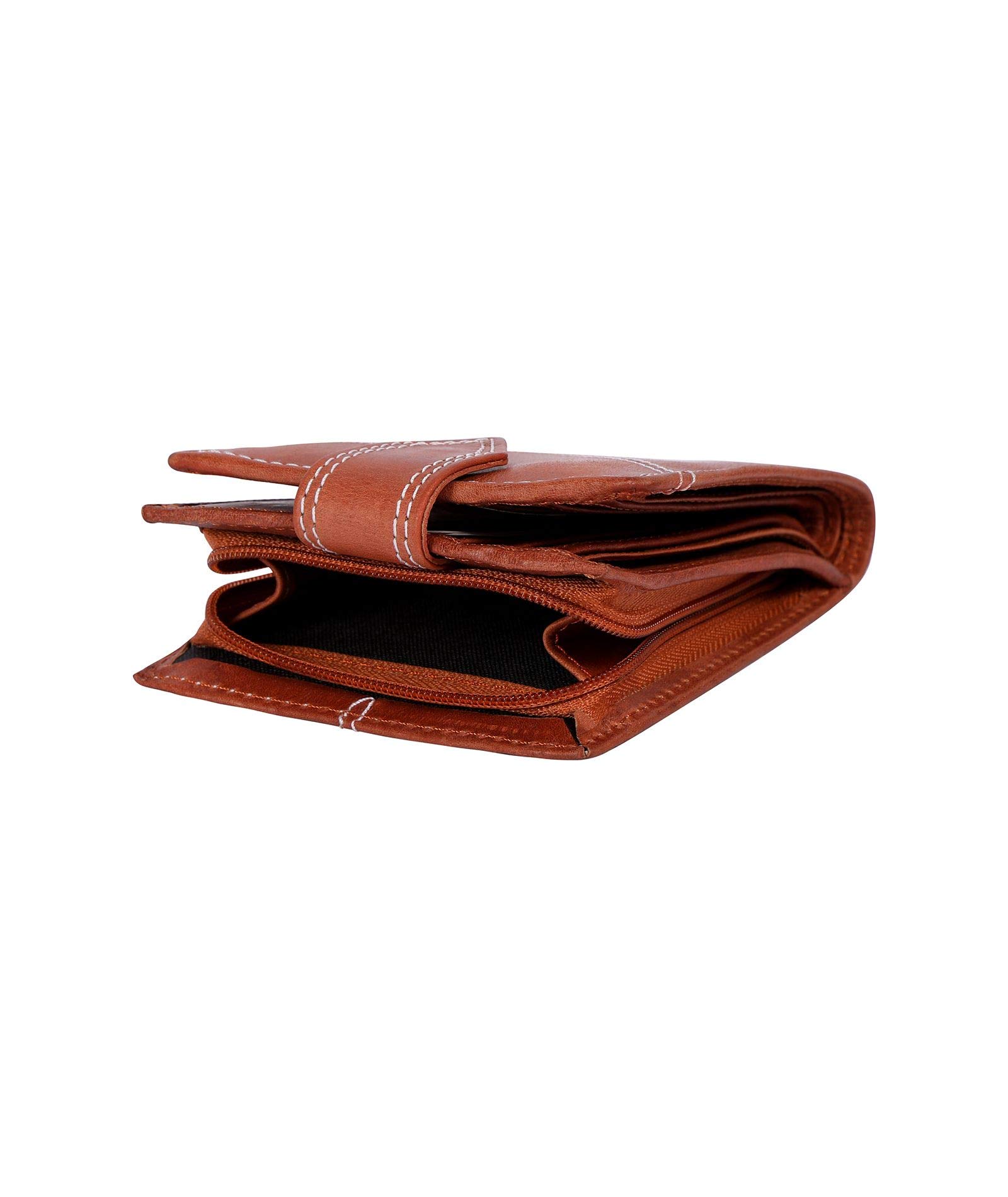 Premium RFID Blocking Men's Genuine Leather Wallet with Large Zip Coin Pocket - Distressed Crunch Tan - Luxury Gift Box Included | Perfect for Everyday Use, Travel & Business