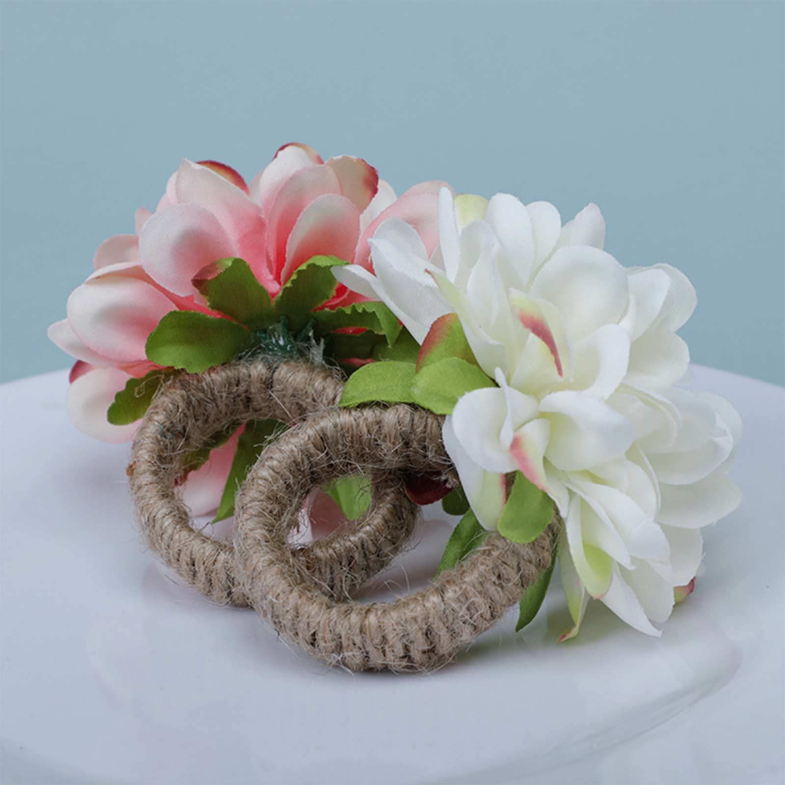 Pink Peony Napkin Rings Set of 6 - Floral Serviette Holders for Wedding, Valentine's Day, Thanksgiving & Banquet - Elegant Spring Table Decorations for Dining, Party & Special Occasions