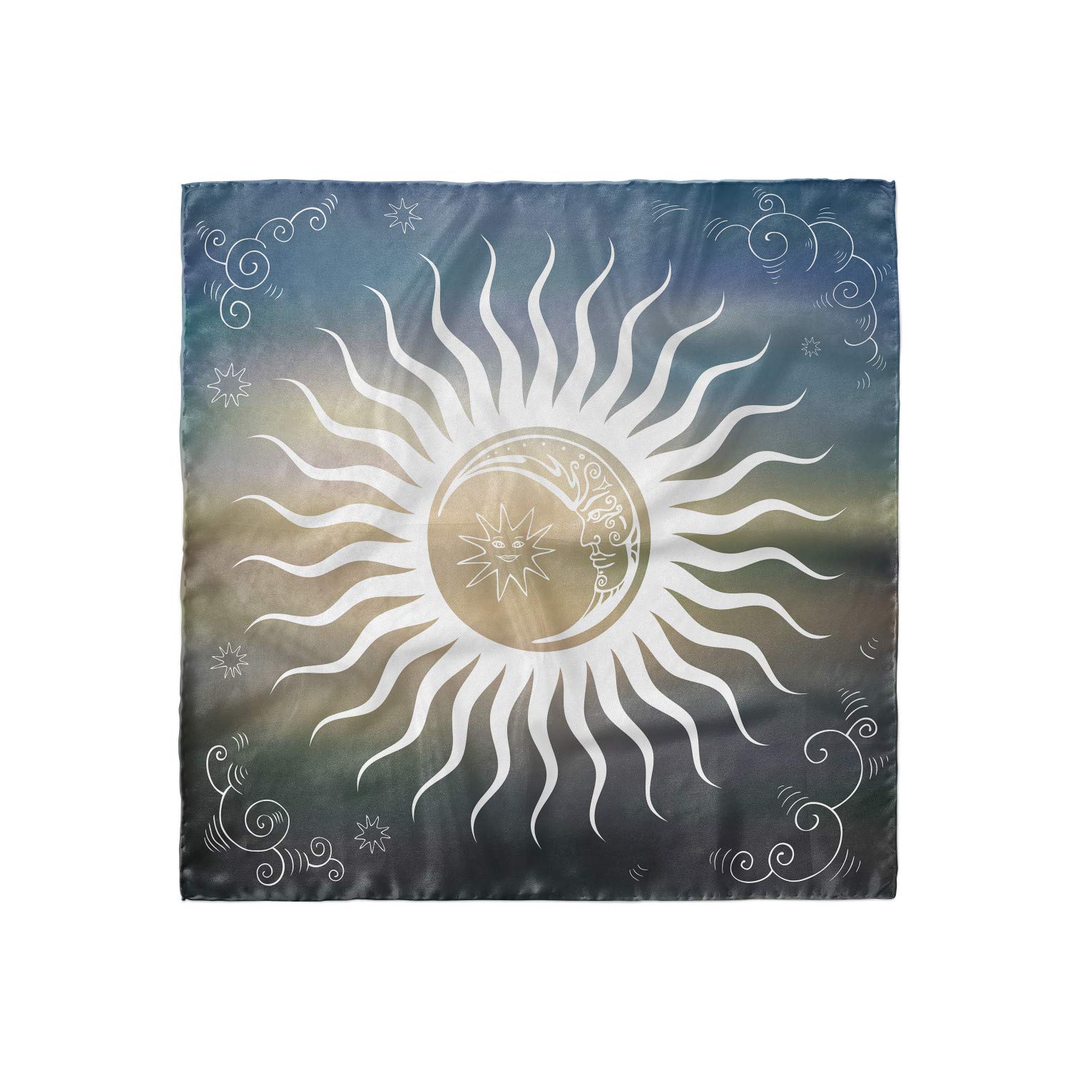 Ambesonne Sun Head Scarf - Celestial Body Silhouettes Hair Wrap for Women | Boho Beach Cover Up, Yoga Headband, Summer Fashion Accessory