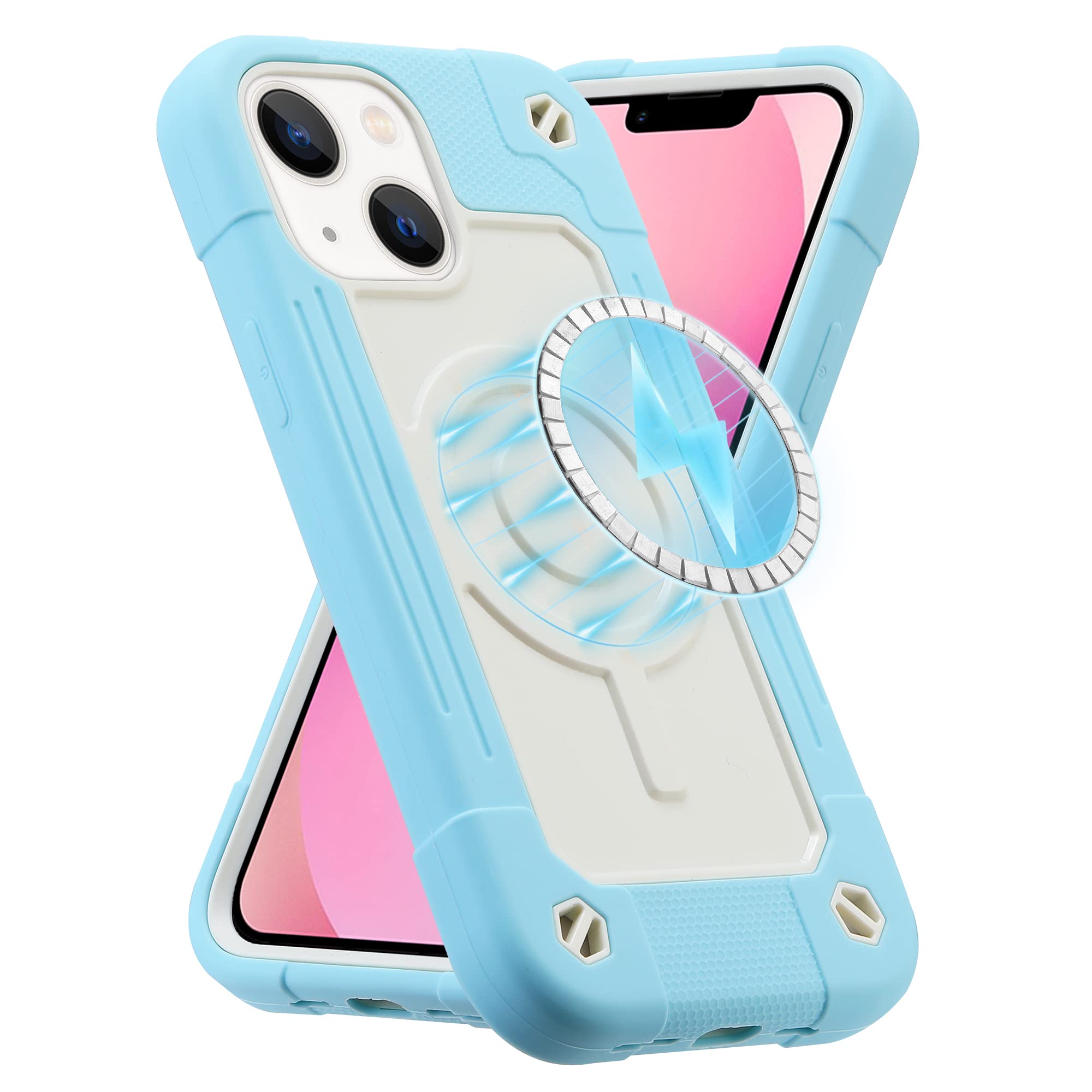 Magnetic Phone Case for iPhone 14 & iPhone 13 (6.1 Inch) - Military Grade Shockproof Protective Cover with MagSafe Compatibility | Perfect for Outdoor Adventures, Work & Daily Protection