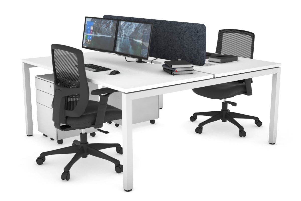Quadro Square Legs 2 Person Office Workstation Desk - 1400L x 800W with Cable Management Scallop - Perfect for Shared Workspaces & Home Offices