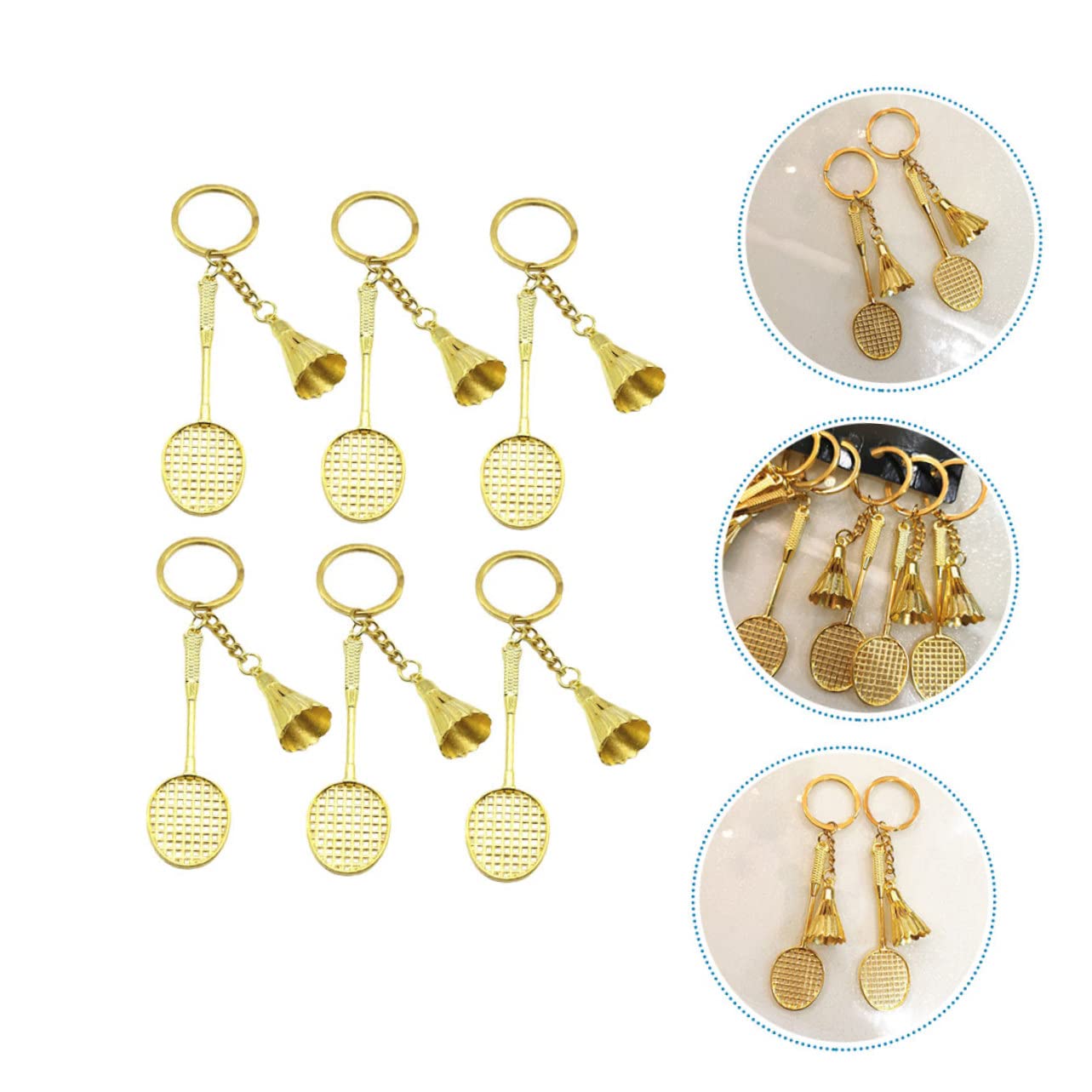 30 Pcs Badminton Keychain Set - Zinc Alloy Shuttlecock & Tennis Sports Keyrings (Gold) - Perfect for Badminton Lovers, Sports Enthusiasts & Gift Giving