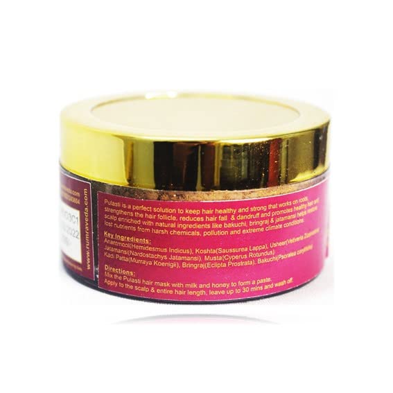 Rumraveda Pulasti Herbal Hair Mask - Strengthens Hair Follicles, Reduces Hair Fall & Promotes Healthy Growth | Natural Ayurvedic Treatment for Damaged Hair | Perfect for Dry, Frizzy Hair & Scalp Care at Home