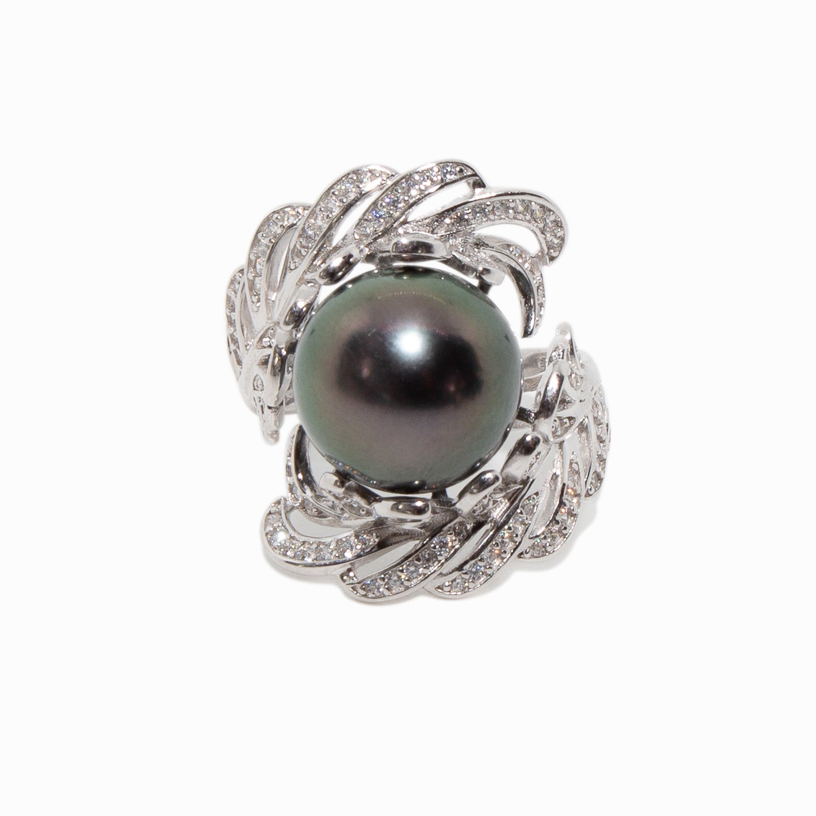 Authentic Sterling Silver Tahitian Black Pearl Ring for Women | Elegant & Bold Jewelry Gift for Weddings, Anniversaries & Special Occasions
