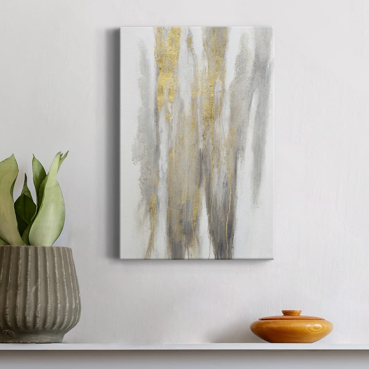 Modern Gold & White Abstract Canvas Wall Art - 8