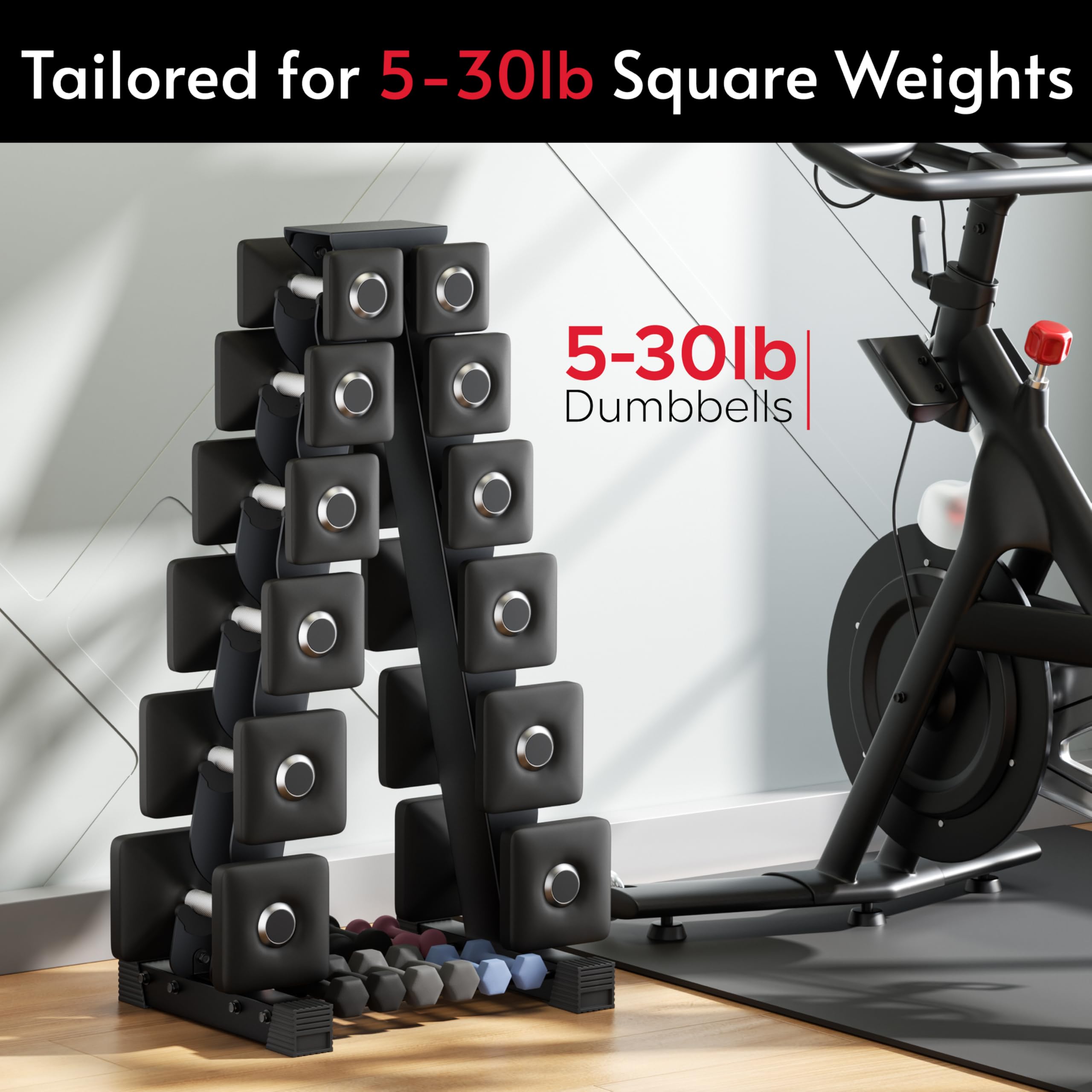 6-Tier Dumbbell Rack Stand for Home Gym - Space-Saving Weight Storage Compatible with Peloton Weights & Neoprene Sets | Ergonomic Design for Compact Home Workout Spaces - Perfect for Garage, Basement, or Apartment Fitness Areas
