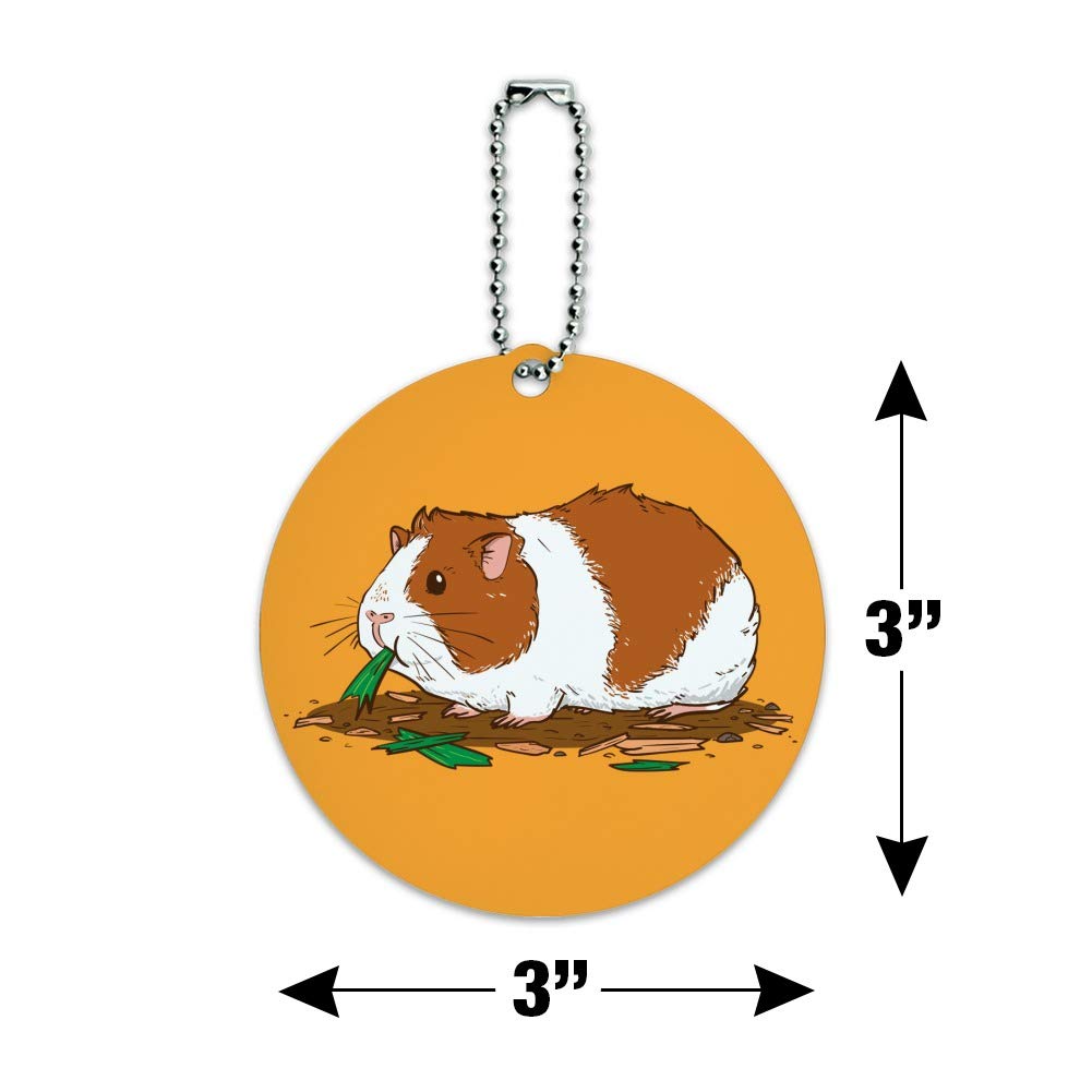 Guinea Pig Eating Round Luggage ID Tag Card - Durable Pet-Themed Suitcase Tag for Carry-On Bags - Perfect for Travel Identification & Pet Lovers