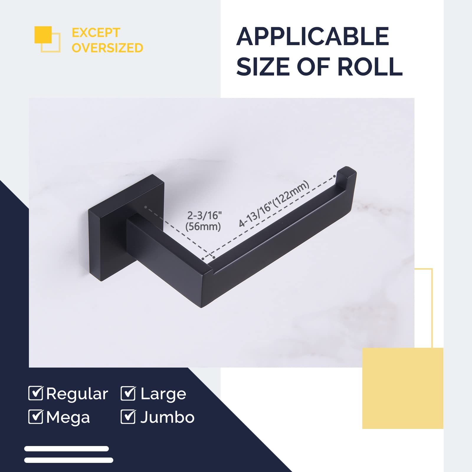 Double Towel Hook & Toilet Paper Holder Set - Matte Black Bathroom Organizer for Wall Mounting | Space Saving Solution for Bathrooms, Laundry Rooms & Kitchens