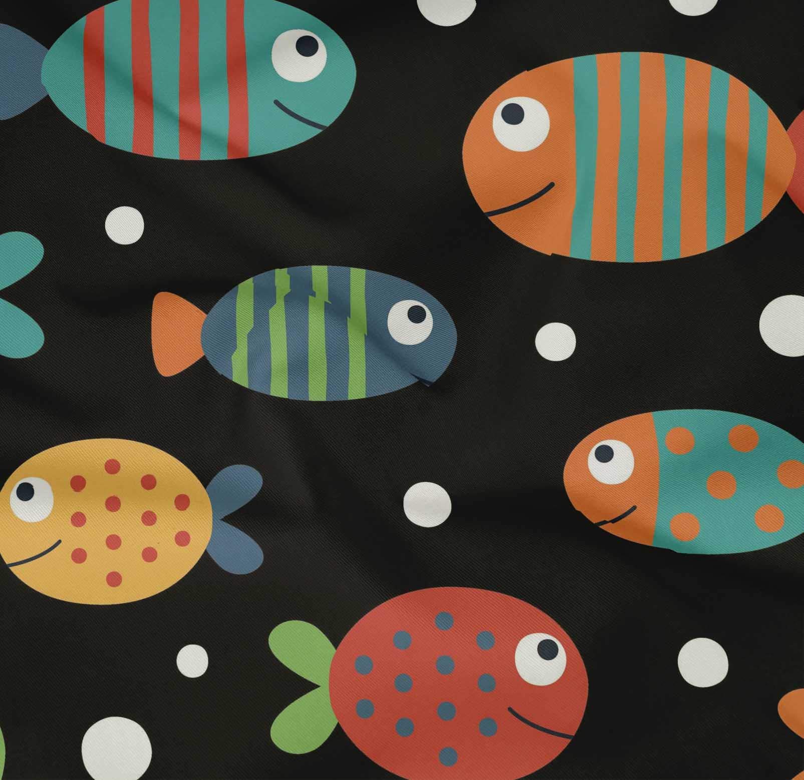 Premium 100% Cotton Poplin Twill Fabric - Black with Artistic Dot & Fish Print - 56 Inch Wide Dress Material by The Yard | Perfect for DIY Dresses, Skirts & Home Decor Projects