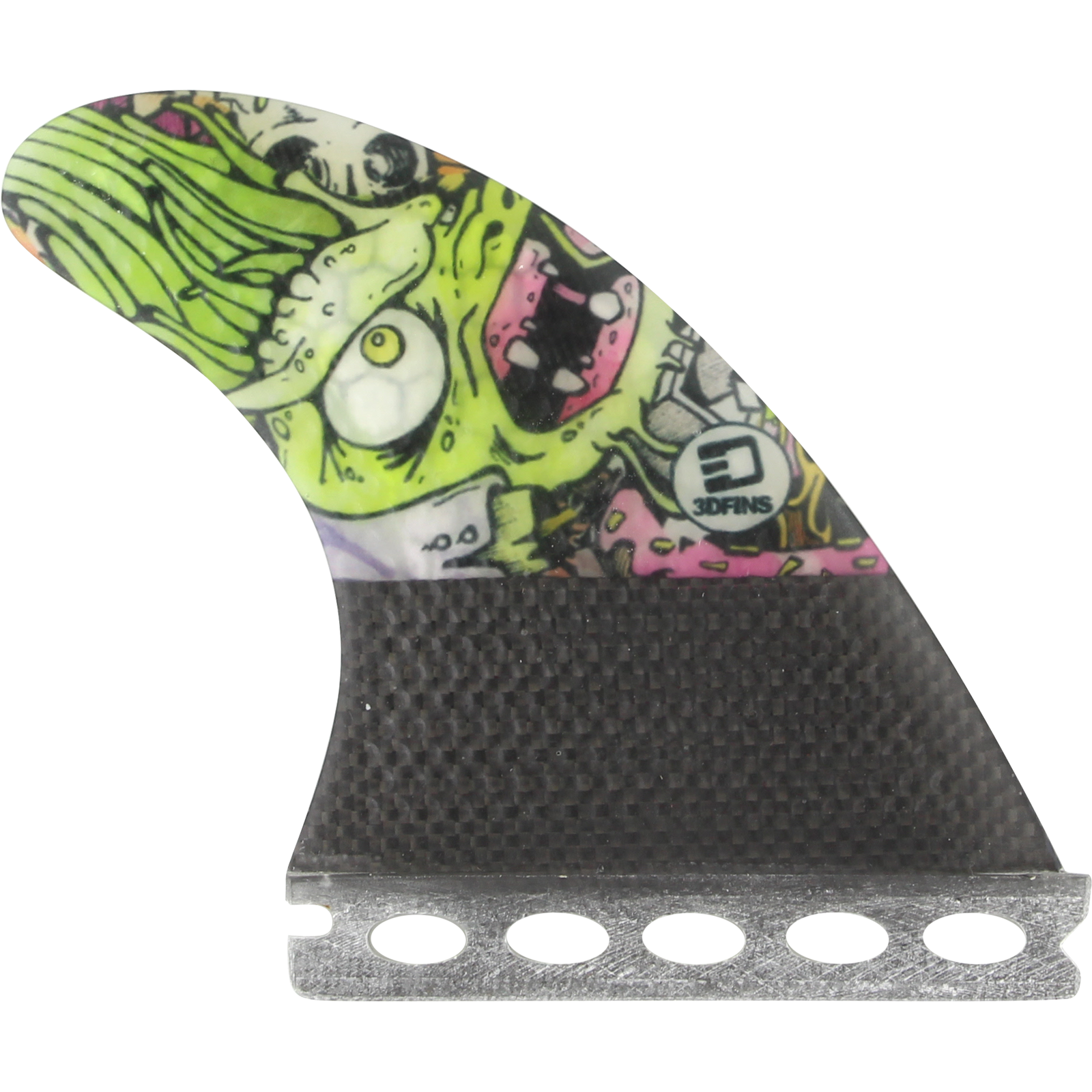 3D Darkside Carbon Full Base 4.0 Big Mouth Surfboard Fin Set - 3 Pieces for High-Performance Surfing, Wave Riding & Water Sports