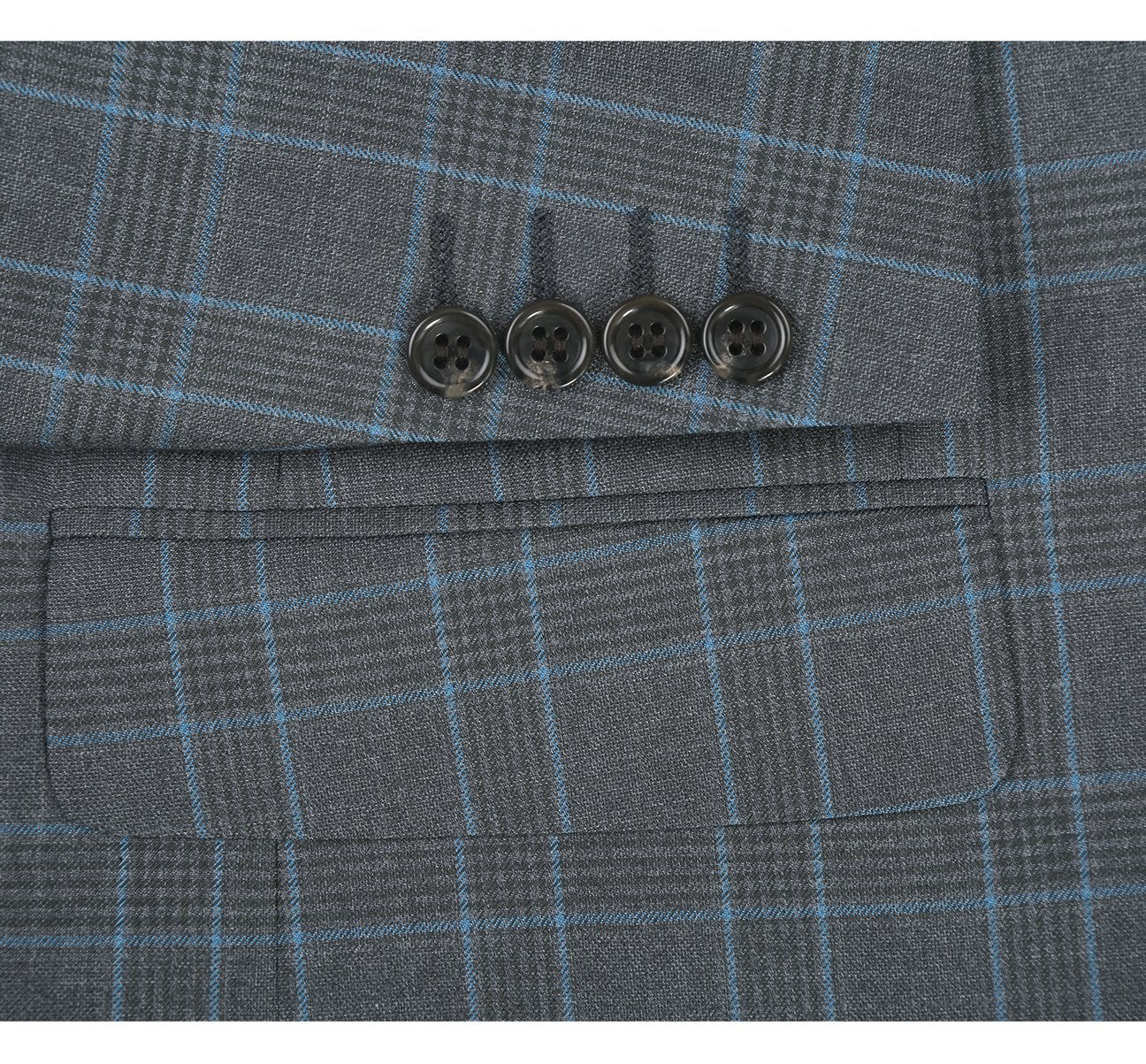 Alessandro Vitello by Renoir Light Grey Two-Piece Classic Fit Windowpane Check Dress Suit 293 | Premium Business Attire for Weddings, Office Meetings & Formal Events