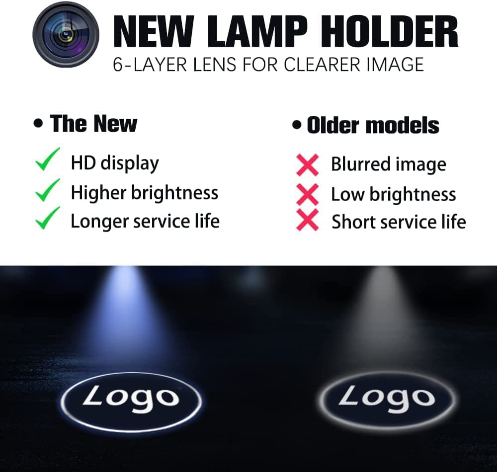2Pcs Car Door LED Logo Projector Lights - Rechargeable Wireless Welcome Lights with Ghost Shadow Effect for All Vehicles | Perfect for Night Driving, Car Shows & Customization