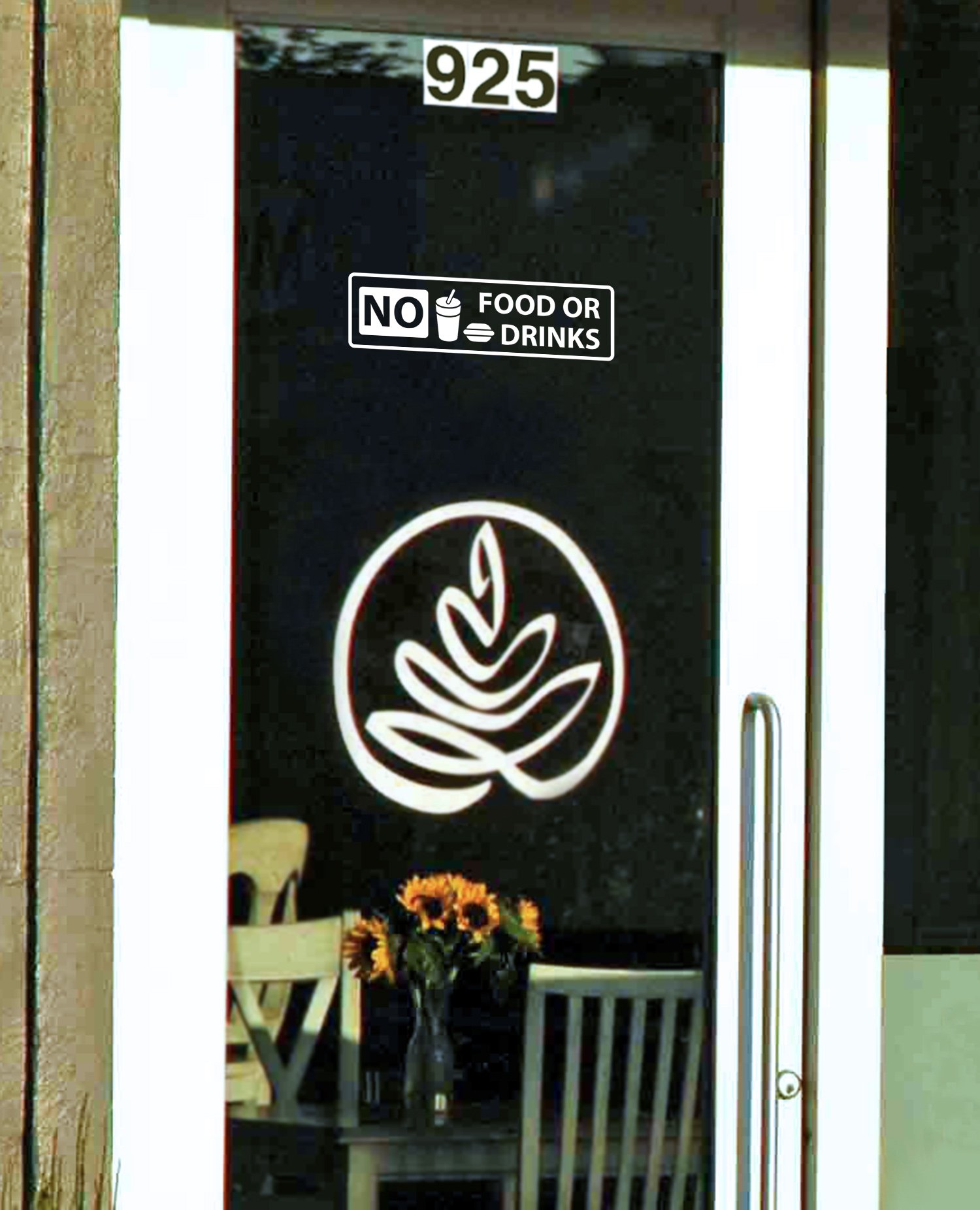 No Food or Drinks Allowed Window Sign - Durable Vinyl Sticker for Restaurants, Offices, and Public Spaces - Perfect for Cafes, Hospitals, and Schools