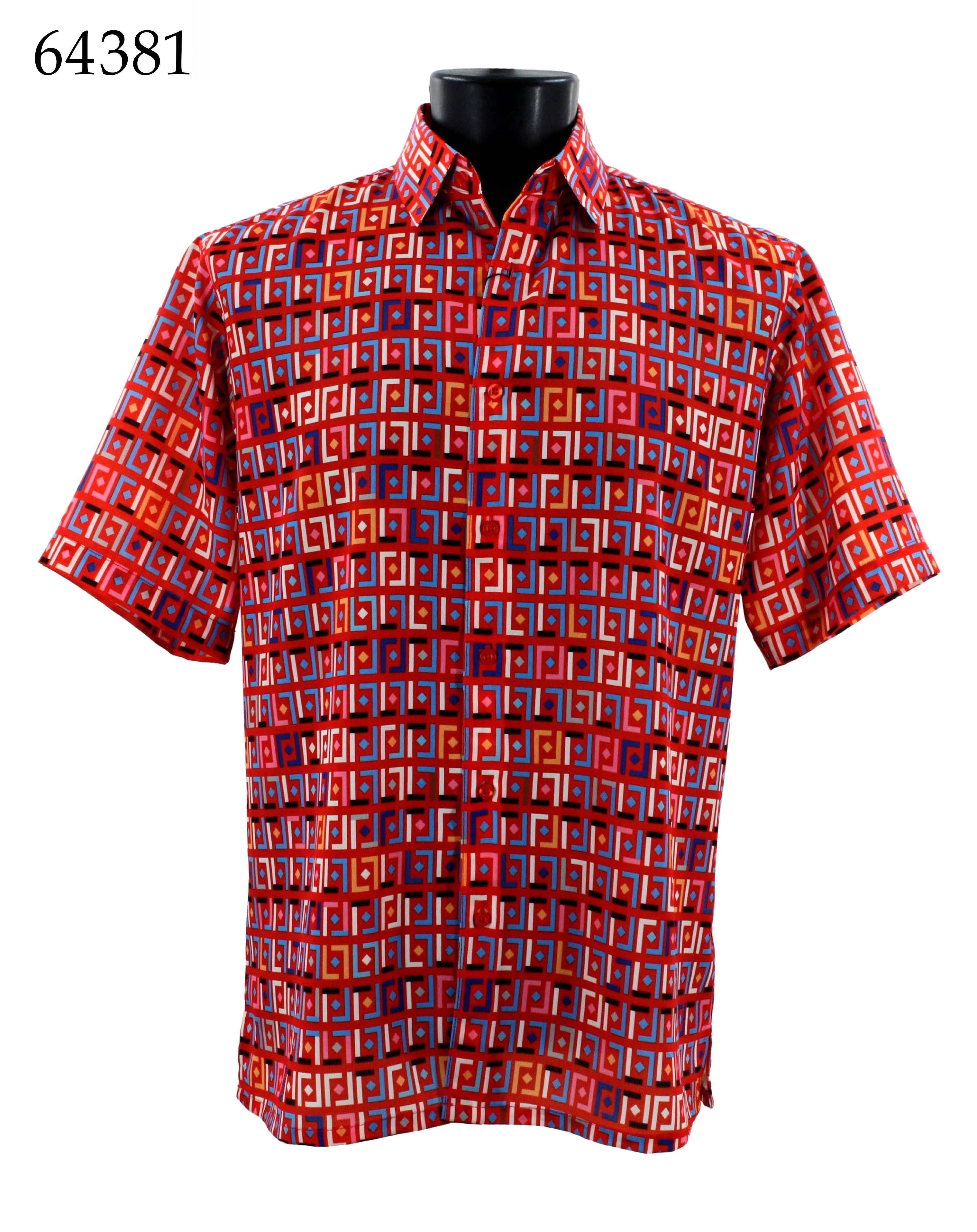 Bassiri Men's Short Sleeve Casual Shirt 64381 - Comfortable Slim Fit Button Down Shirt for Summer, Office, and Outdoor Activities
