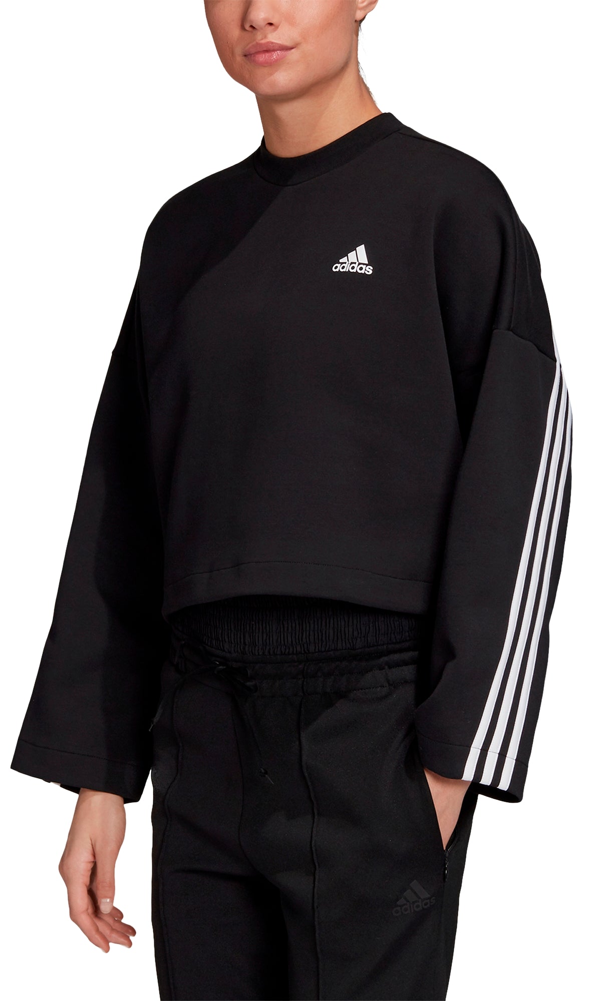Women's 3 Stripes Doubleknit Sweatshirt - Vintage Style Comfort Pullover for Casual Wear, Gym, and Lounge | Adidas-Inspired Athletic Top