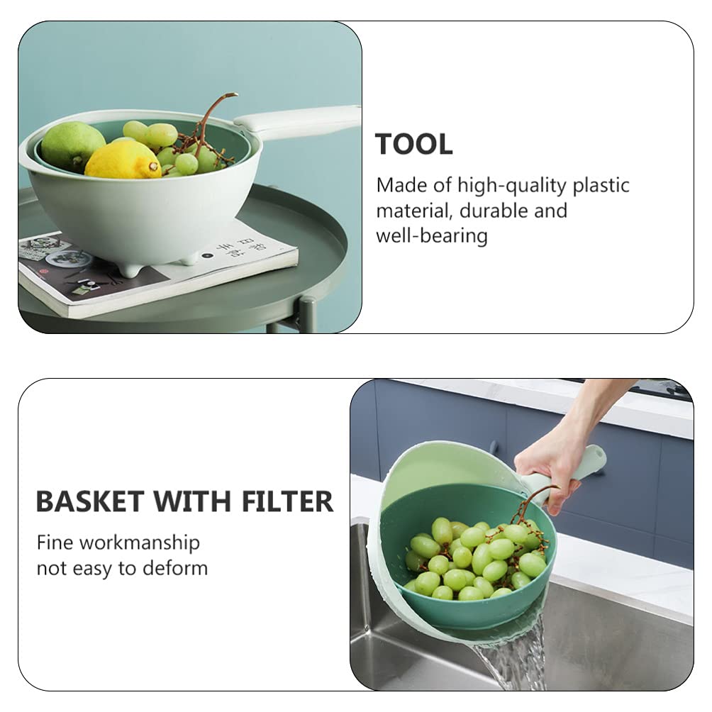 Stainless Steel Fruit and Vegetable Drain Basket with Handle - Kitchen Colander for Washing, Drying, and Storing Produce - Perfect for Salad Prep, Dish Draining & Countertop Organization