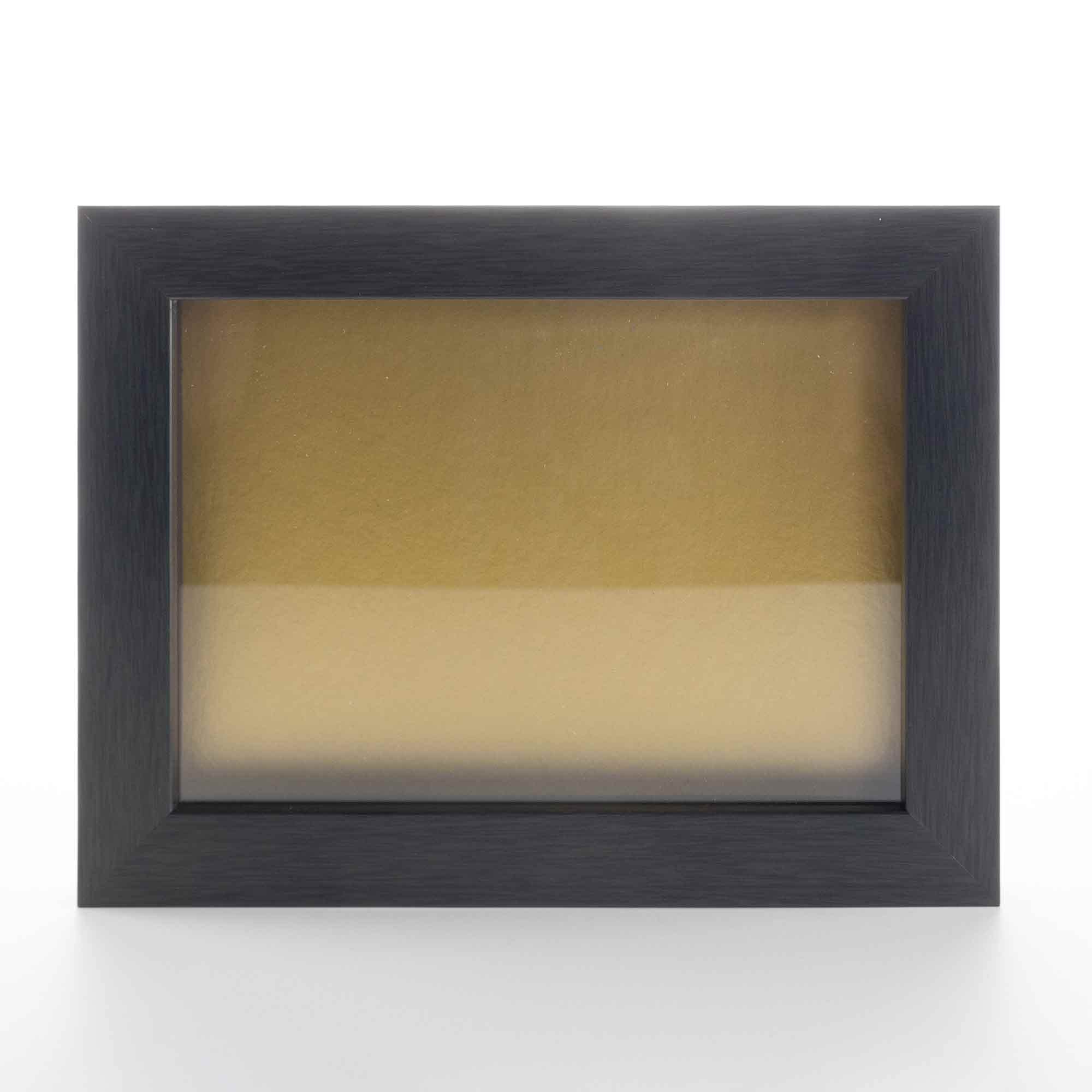 11x14 Charcoal Wood Shadow Box Display Frame with Gold Acid-Free Backing, UV Protective Acrylic & Hanging Hardware - 3/4