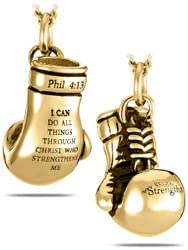 Women's Boxing Glove Necklace - Gold/Silver Christian Jewelry Gift for Boxers & Fighters