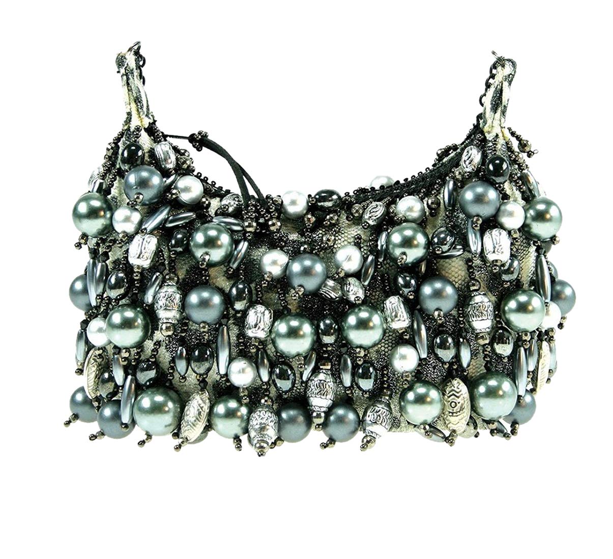 Mary Frances Spark Plug Mini Silver/Grey Crossbody Bag - Elegant Evening Clutch for Parties, Weddings & Special Occasions