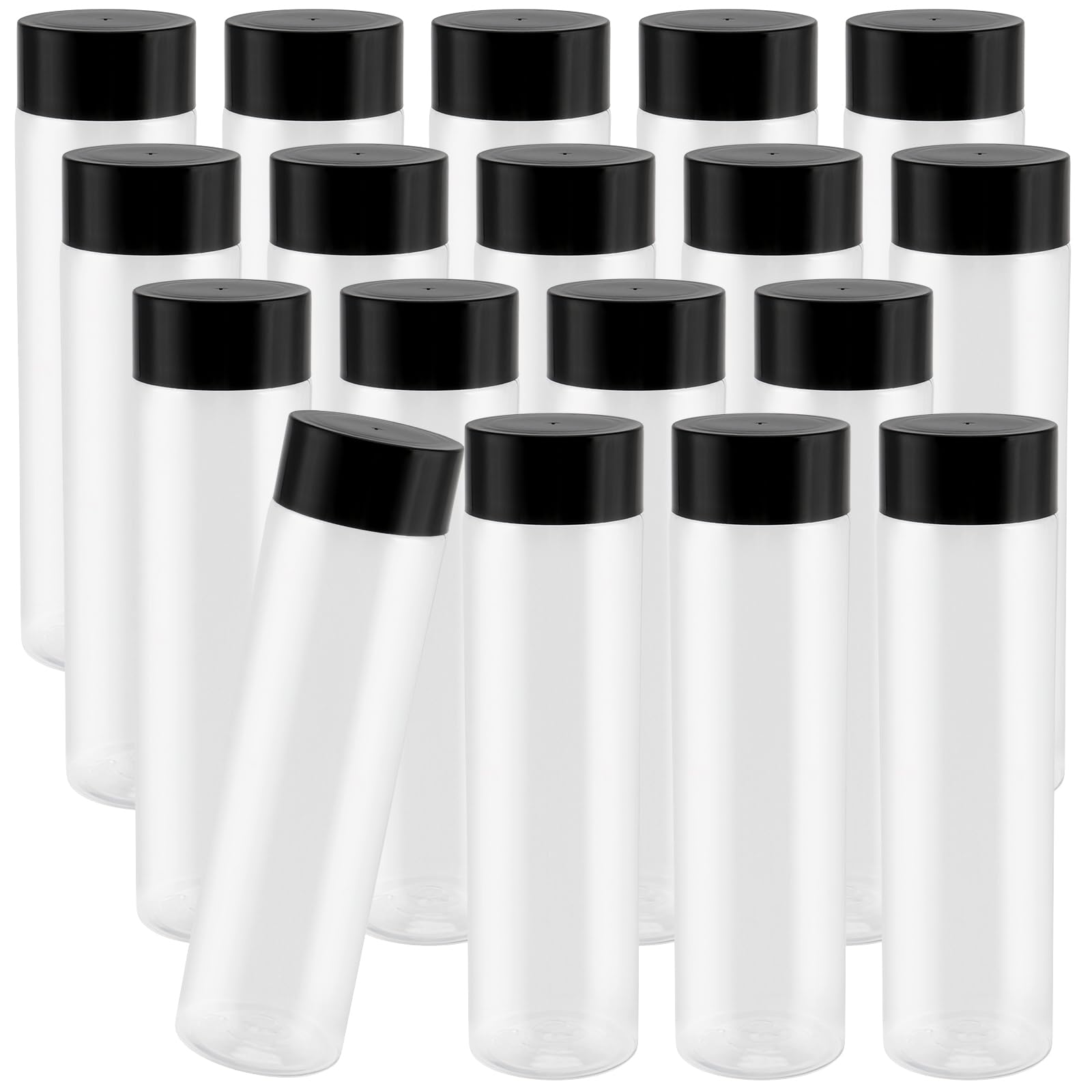 18 PCS 17 Oz Bulk Empty Sensory Bottles | Reusable Clear PET Plastic Juice & Water Bottles with Caps | Perfect for Homemade Beverages, Milk Storage, DIY Sensory Play & Kids Activities