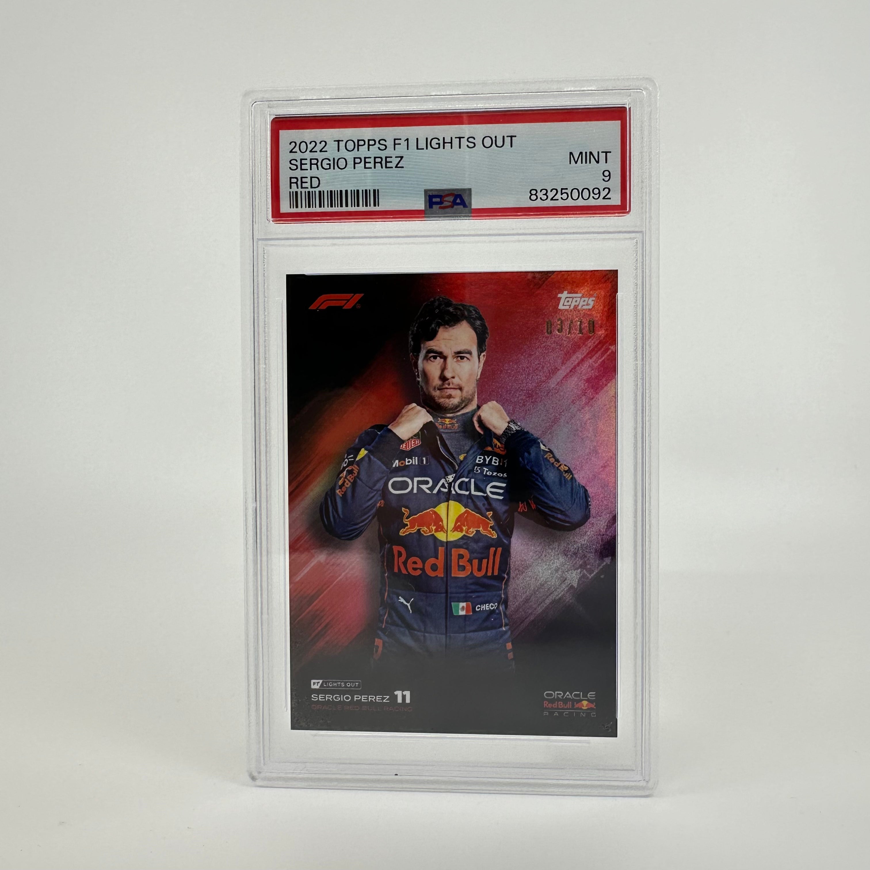 PSA 9 Graded 2003/10 Sergio Perez Red Bull Racing F1 Rookie Card - Perfect for Collectors & Formula 1 Fans Display