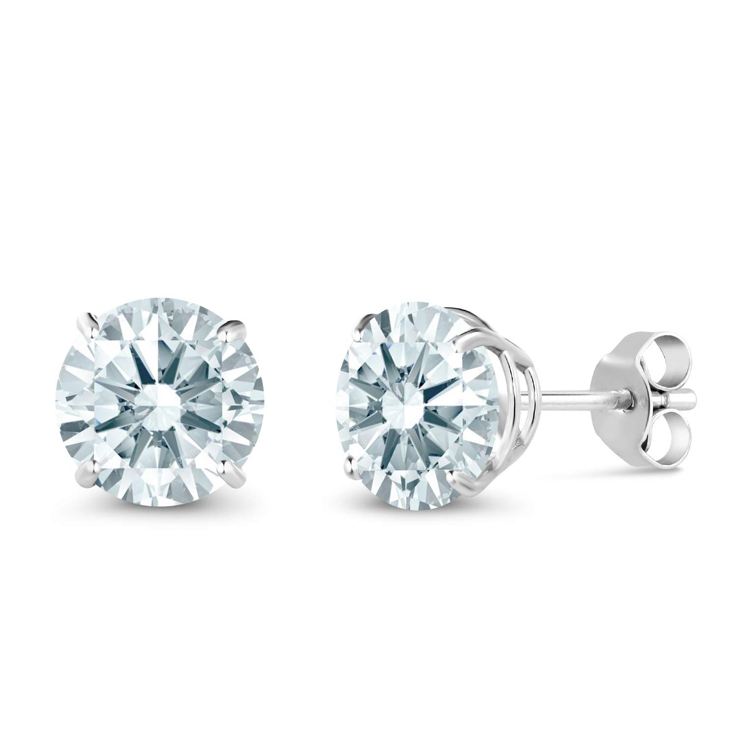 10K White Gold Round 7MM Gemstone Birthstone Stud Earrings for Women & Men | Genuine Natural Stones | Perfect Gift for Anniversary, Birthday & Valentine's Day | Elegant Everyday & Special Occasion Jewelry