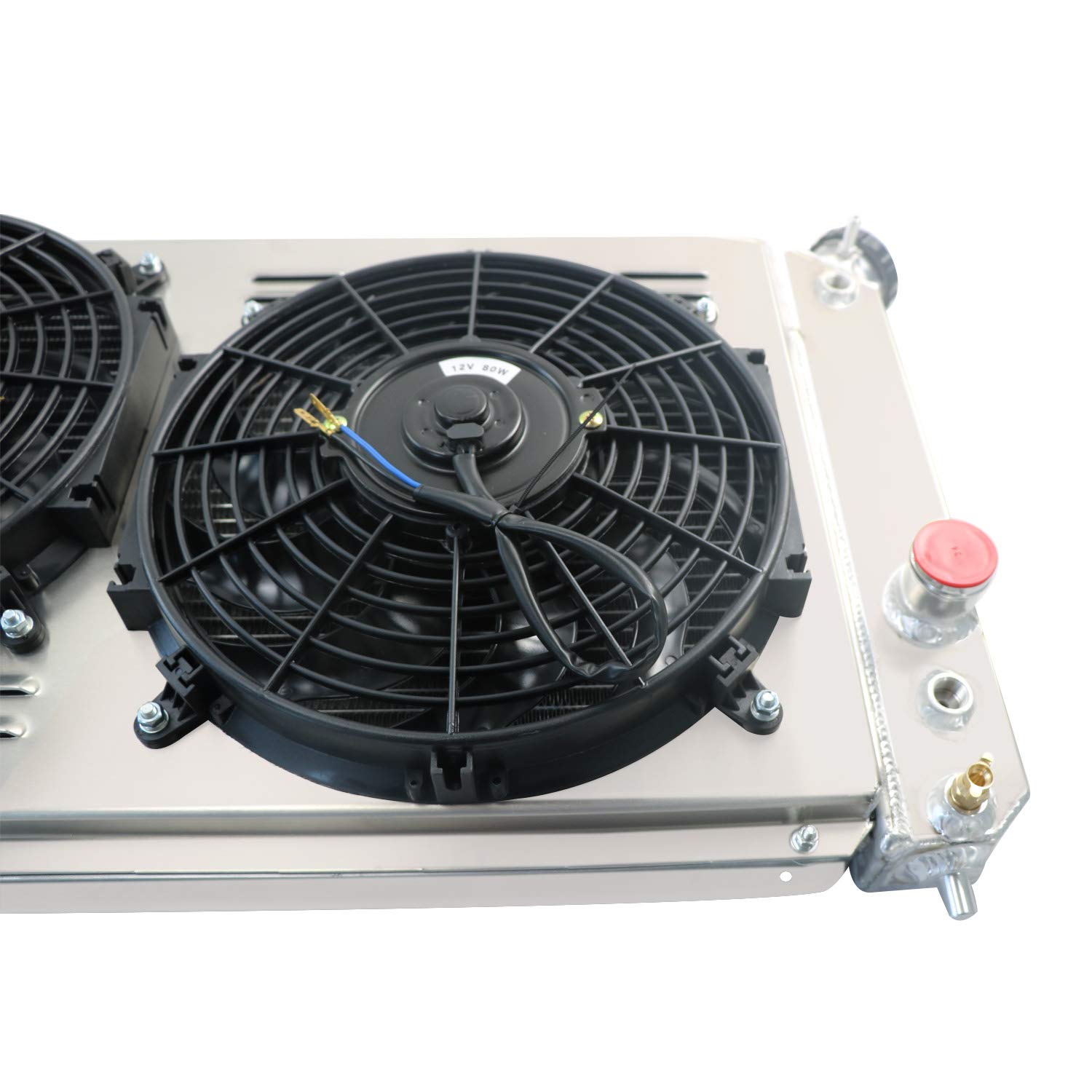 High-Performance All-Aluminum Radiator for 1996-2005 Chevy S10 Blazer C1500 Truck, GMC Sonoma, Jimmy, Isuzu Hombre & Oldsmobile Bravada - 3 Row Cooling System with Shroud, Fans & Relay - Perfect for Off-Roading, Towing & High-Temperature Conditions