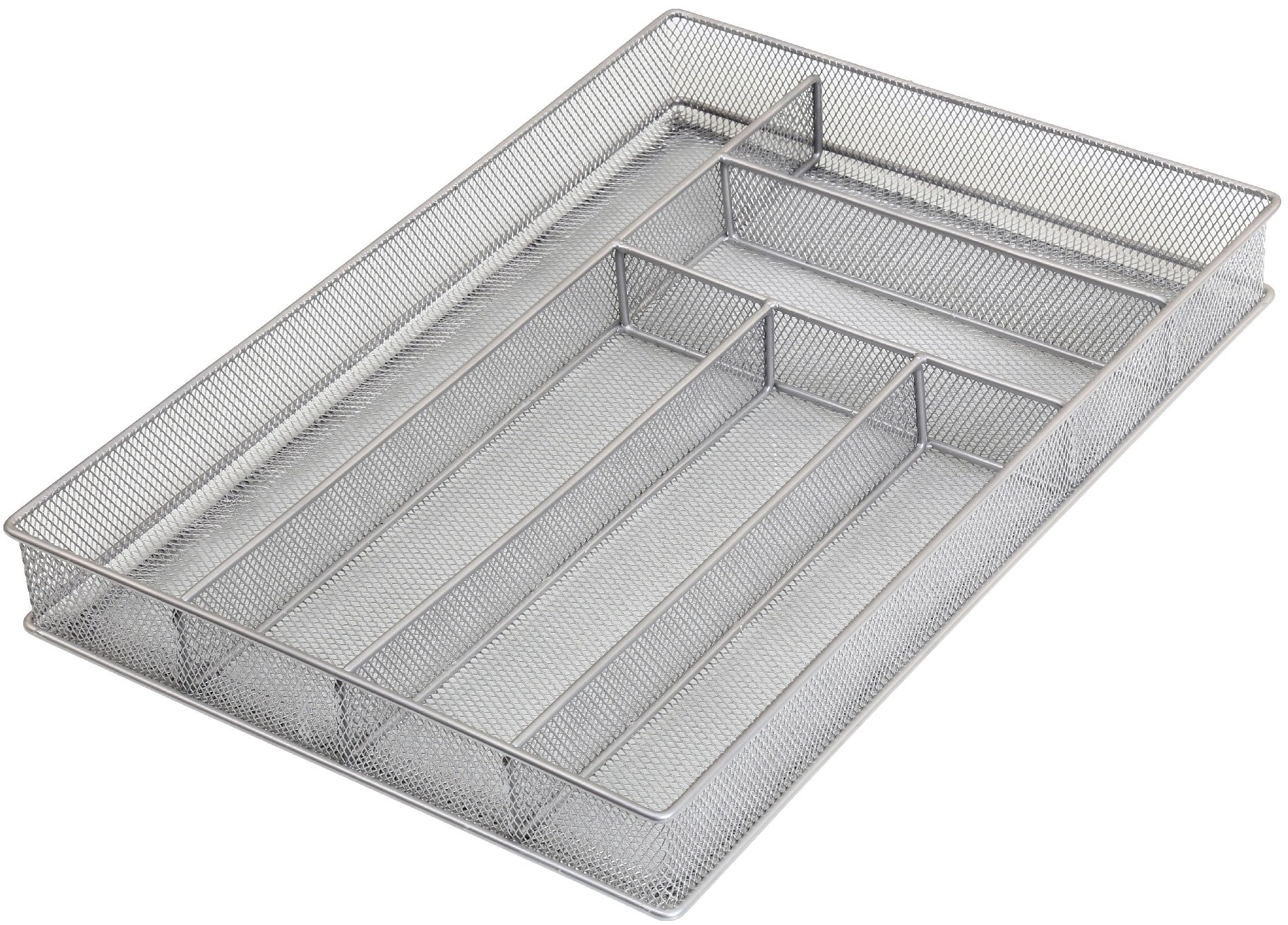 Stainless Steel Silverware Tray Organizer - 6 Compartment Cutlery Drawer Insert for Kitchen Utensils & Office Supplies | Durable Mesh Utensil Organizer for Knives, Forks, Spoons | Perfect for Home, Restaurant & Office Organization