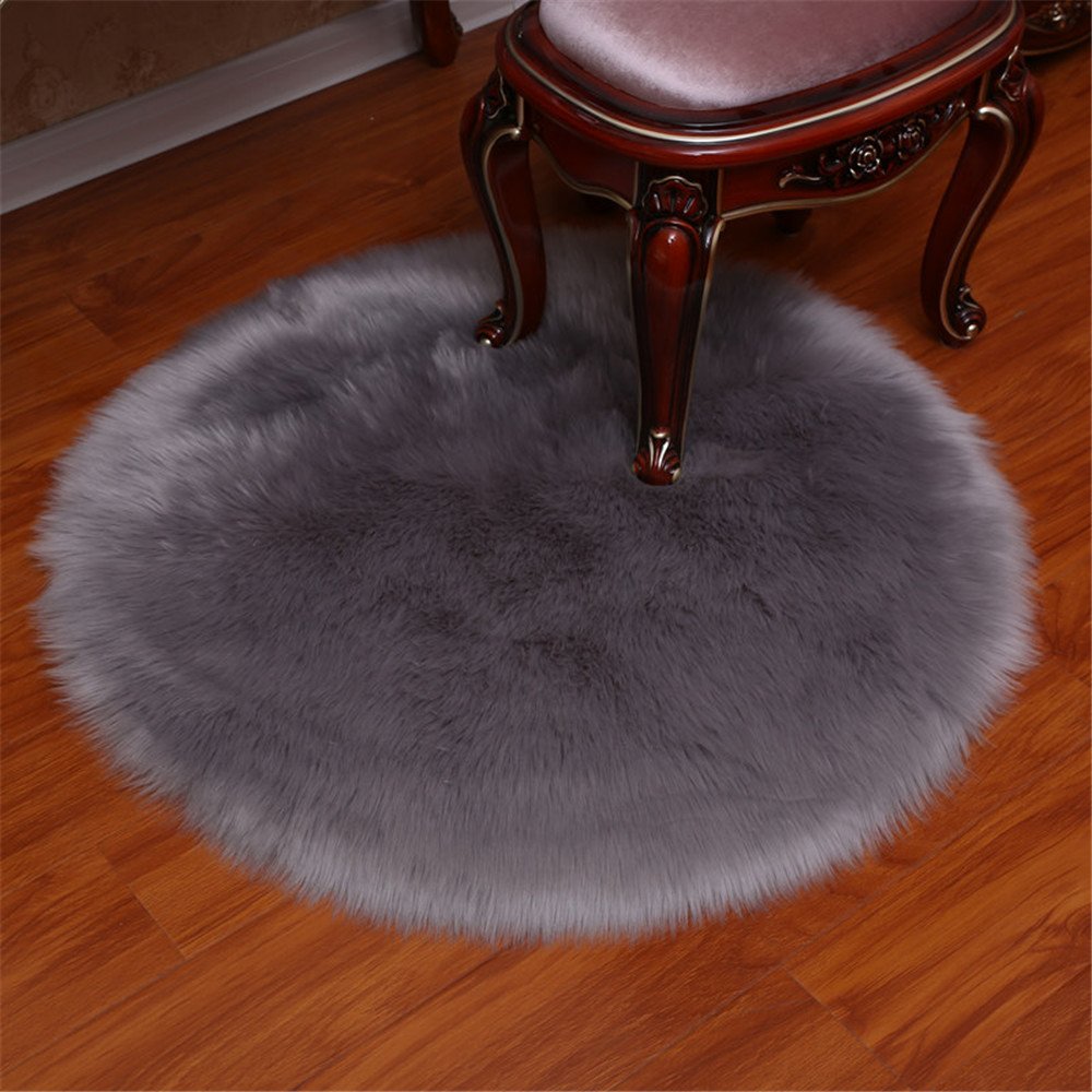Luxury Soft Fluffy Faux Fur Sheepskin Shaggy Round Area Rug - Plush Bedroom Carpet for Cozy Home Decor, Perfect for Living Room, Nursery & Winter Warmth