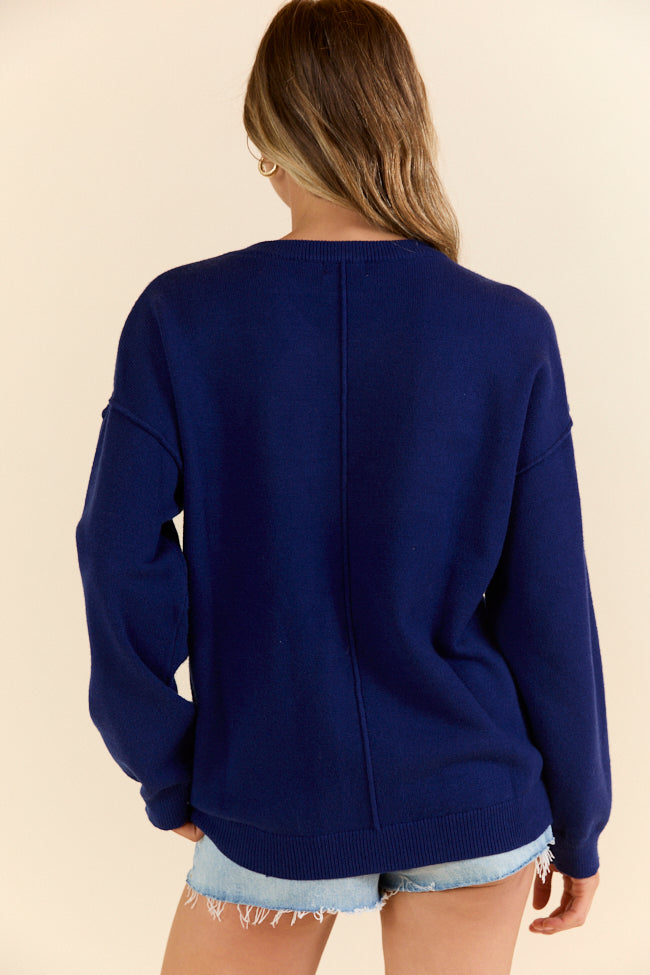 Patriotic Navy V-Neck Textured Flag Sweater for Men & Women - Cozy Pullover for 4th of July, Veterans Day & Casual Wear - Final Sale