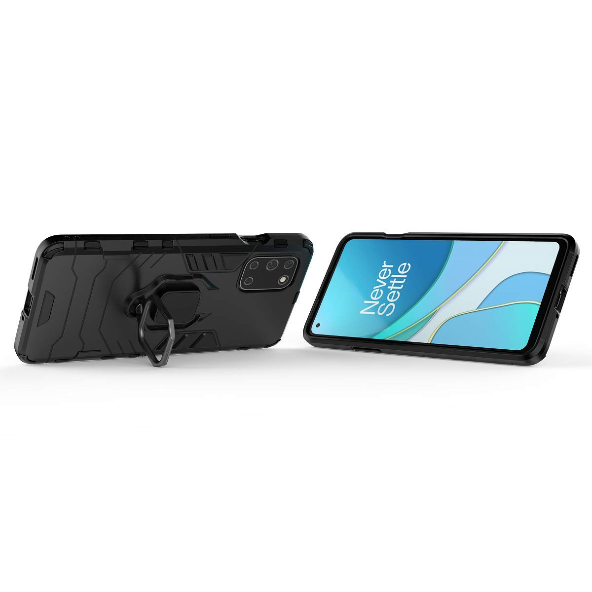 OnePlus 8T Case with 360° Rotating Ring Holder & Magnetic Car Mount - Shockproof Protective Cover for OnePlus 8T (Black) - Perfect for Driving, Watching Videos & Hands-Free Use