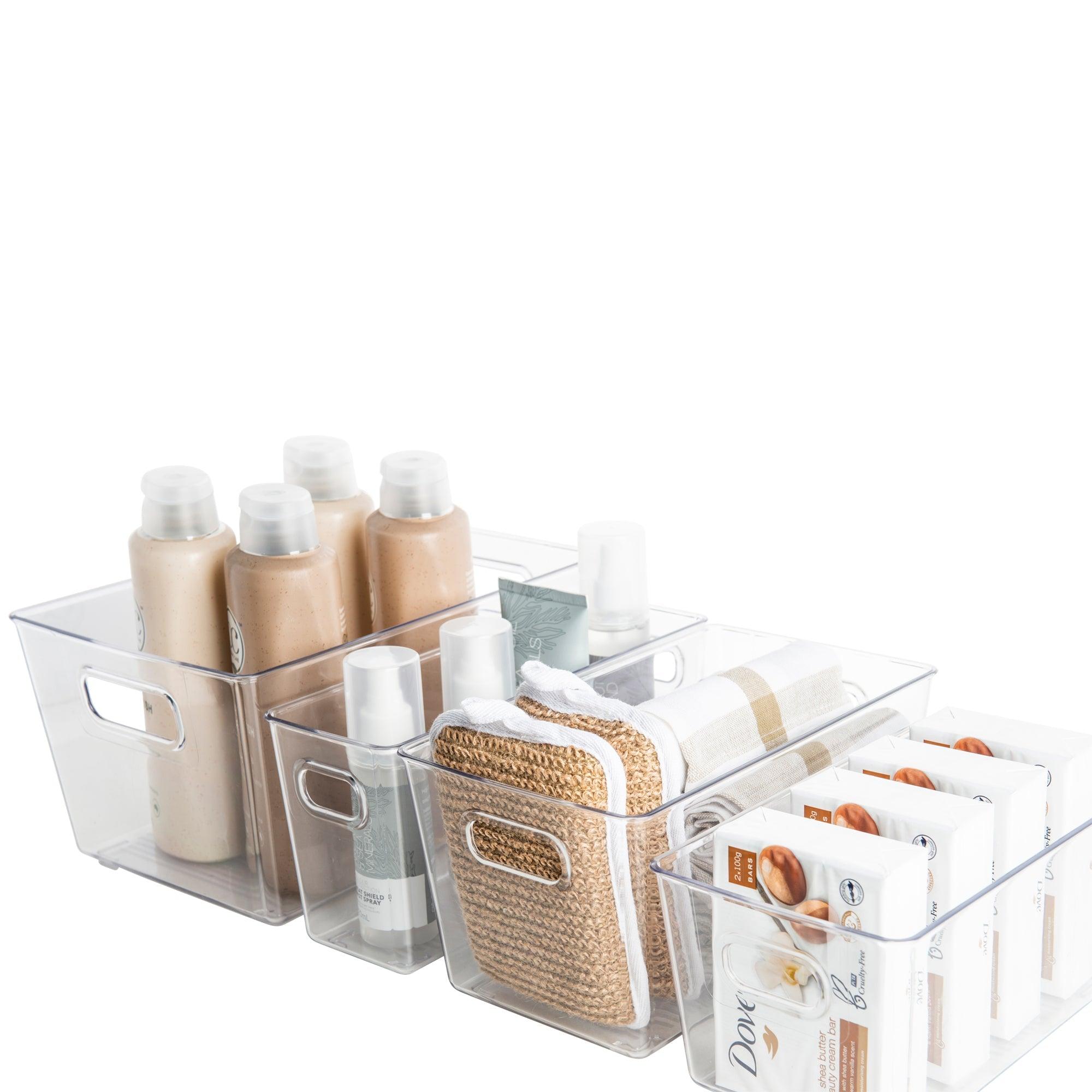 Clear Plastic Storage Tubs with Lids - Small Organizing Bins for Home, Office, Kids Toys & Craft Supplies - Stackable Mini Containers for Closet, Pantry & Bathroom Organization