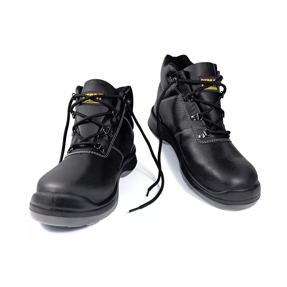 PERSEPHONE EN ISO PFT PT 014 BK S1P Steel Toe Safety Shoes - Dual Density Outsole, Leather Work Boots for Construction & Industrial Use - OSHA Compliant Footwear for Men & Women