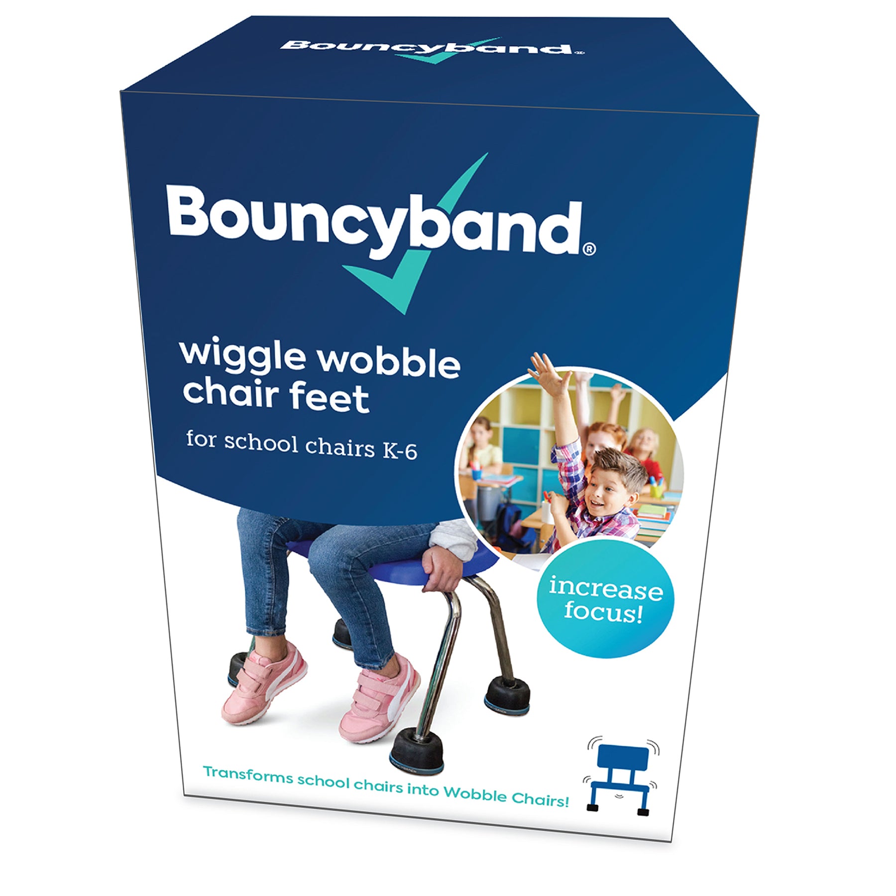 Bouncyband Wiggle Wobble Chair Feet - Sensory Fidget Chair Bands for Kids, Improve Focus & Movement in Classroom, Office & Home Use
