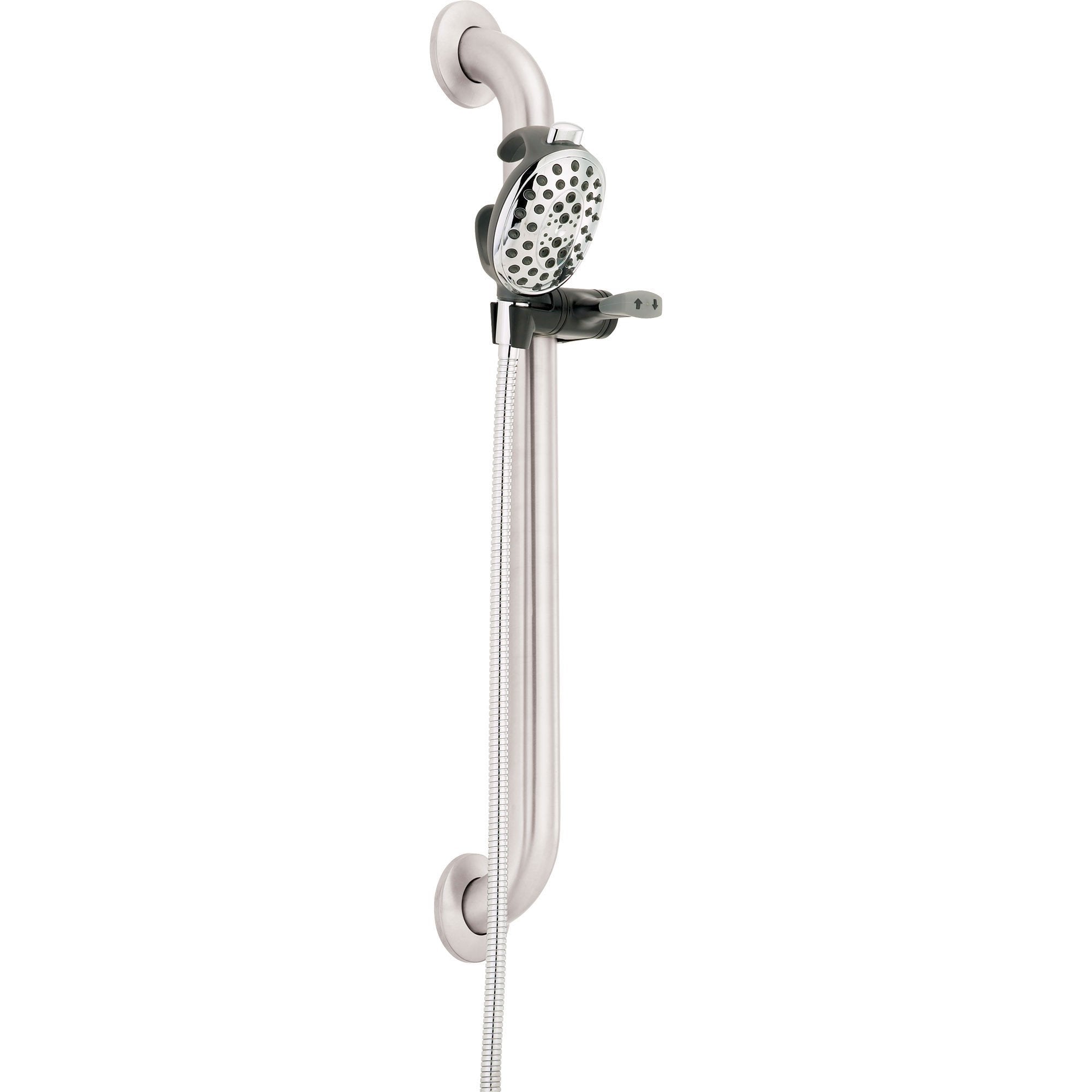 Delta ADA Compliant 4-Spray Palm Hand Shower with 24-Inch Grab Bar in Chrome (561112) - Perfect for Accessible Bathrooms & Universal Design Homes