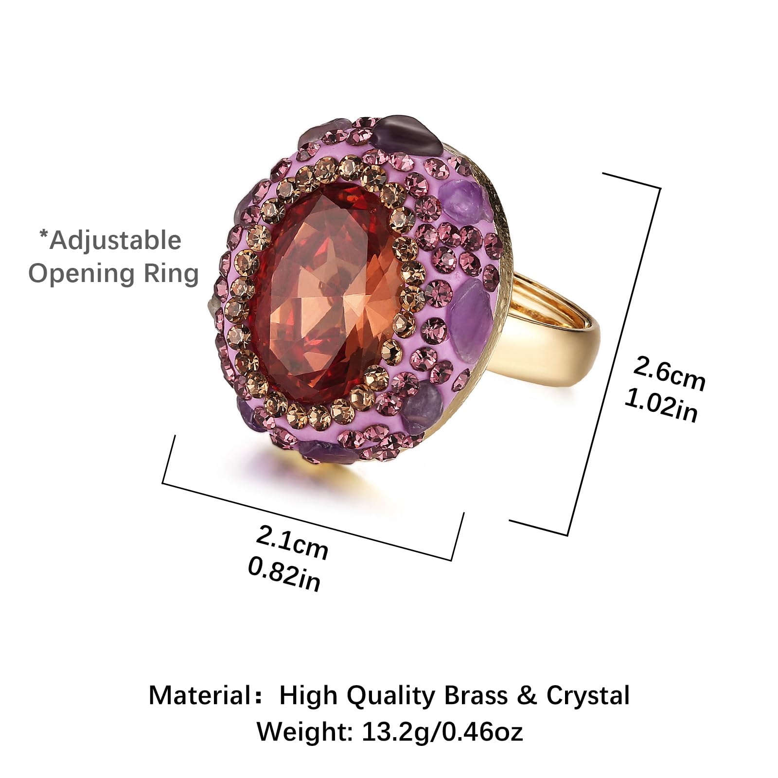 HZMAN Vintage Crystal Ring for Women - 18K Gold Plated Cubic Zirconia Rhinestone Turkish Jewelry Gift for Anniversary, Birthday & Special Occasions