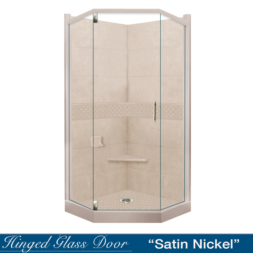 Neo Angle Brown Sugar Sistine Stone & Classic Stone Accent DIY Shower Remodel Kit - Easy Bathroom Upgrade for Modern Home Renovation