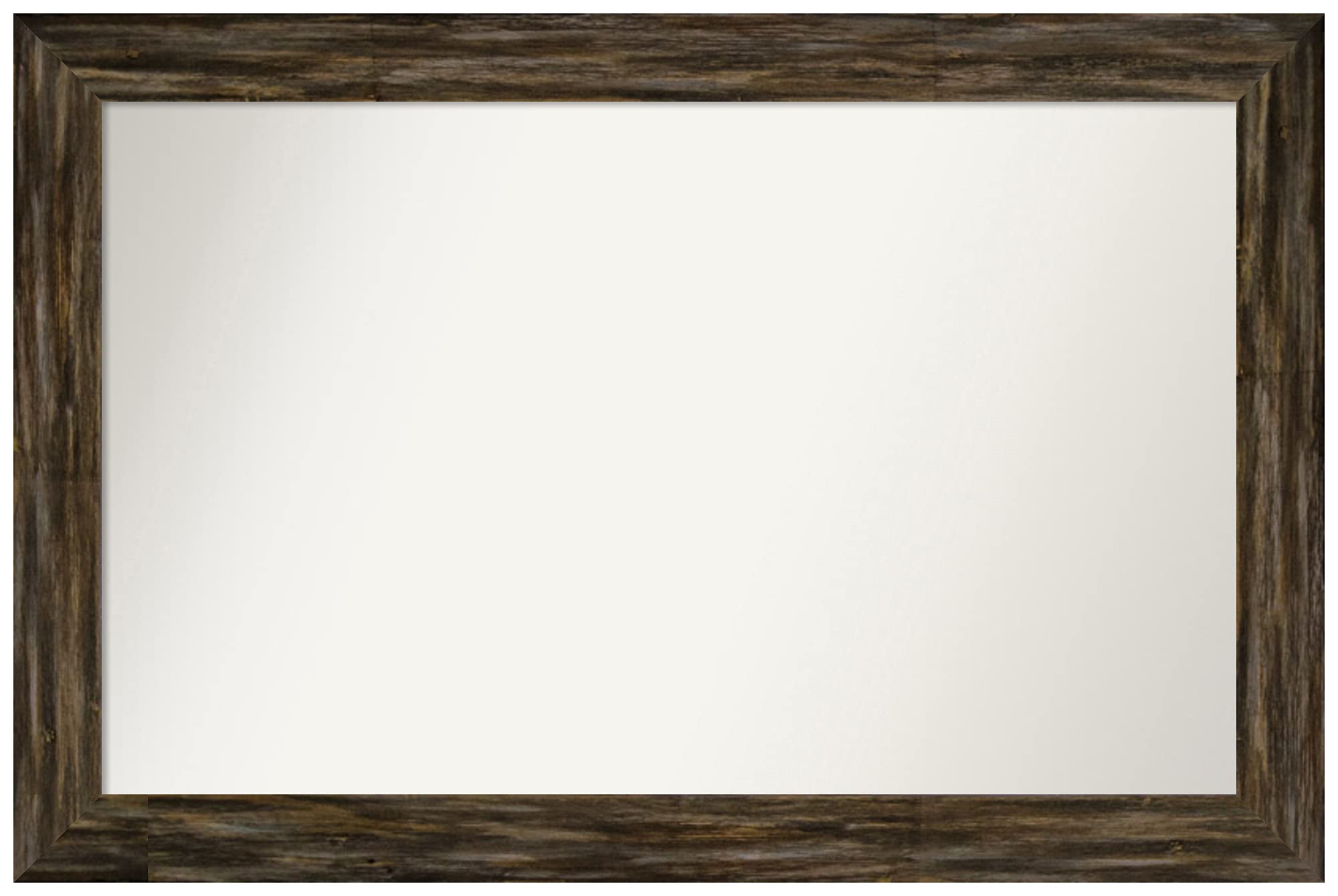 Amanti Art Non-Beveled Custom Wall Mirror 25.5 x 38.5 Inches - Fencepost Brown Narrow Frame - Bathroom & Living Room Decor - Custom Sizes Available for Home & Office